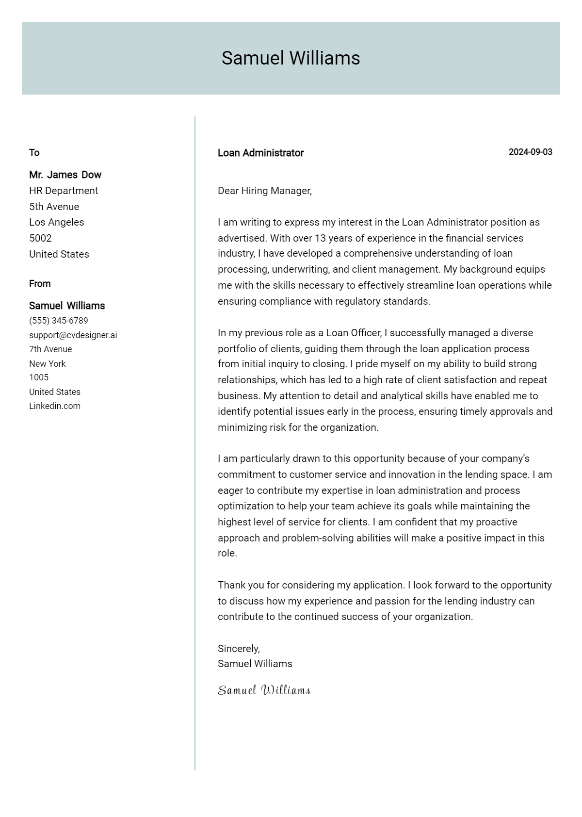 Loan Administrator Cover Letter Examples with Writing Tips for 2026 Preview