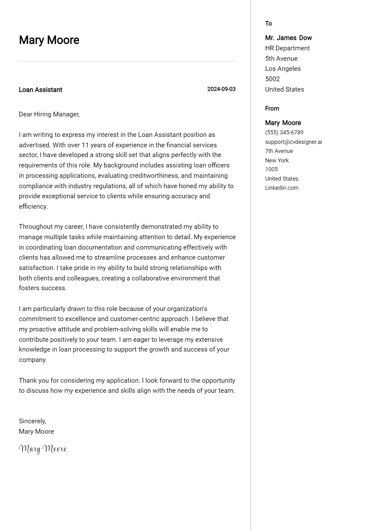 Loan Assistant Cover Letter Example for 2026: Top CV Skills Preview