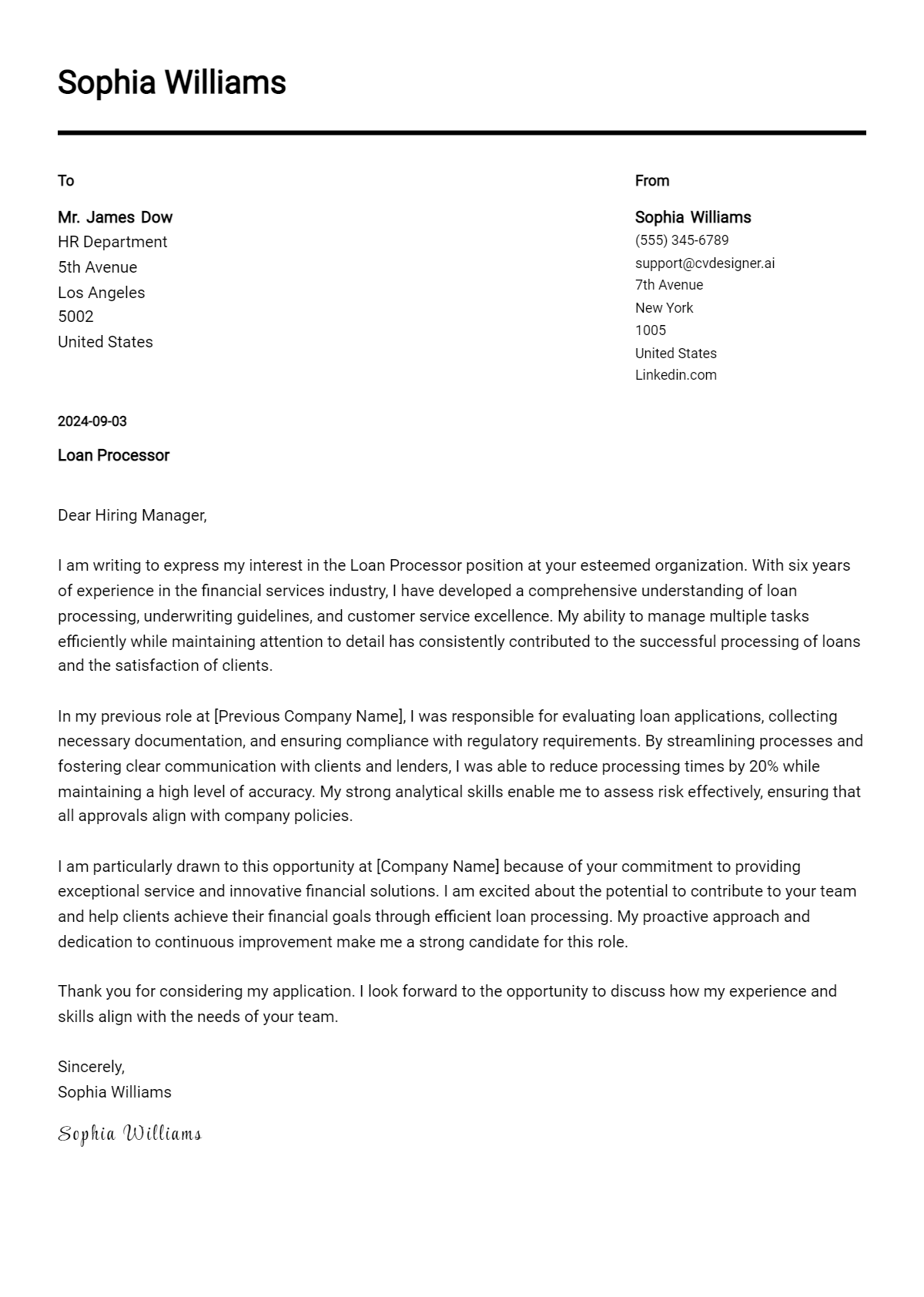 Loan Processor Cover Letter Example for 2026: Top CV Skills Preview