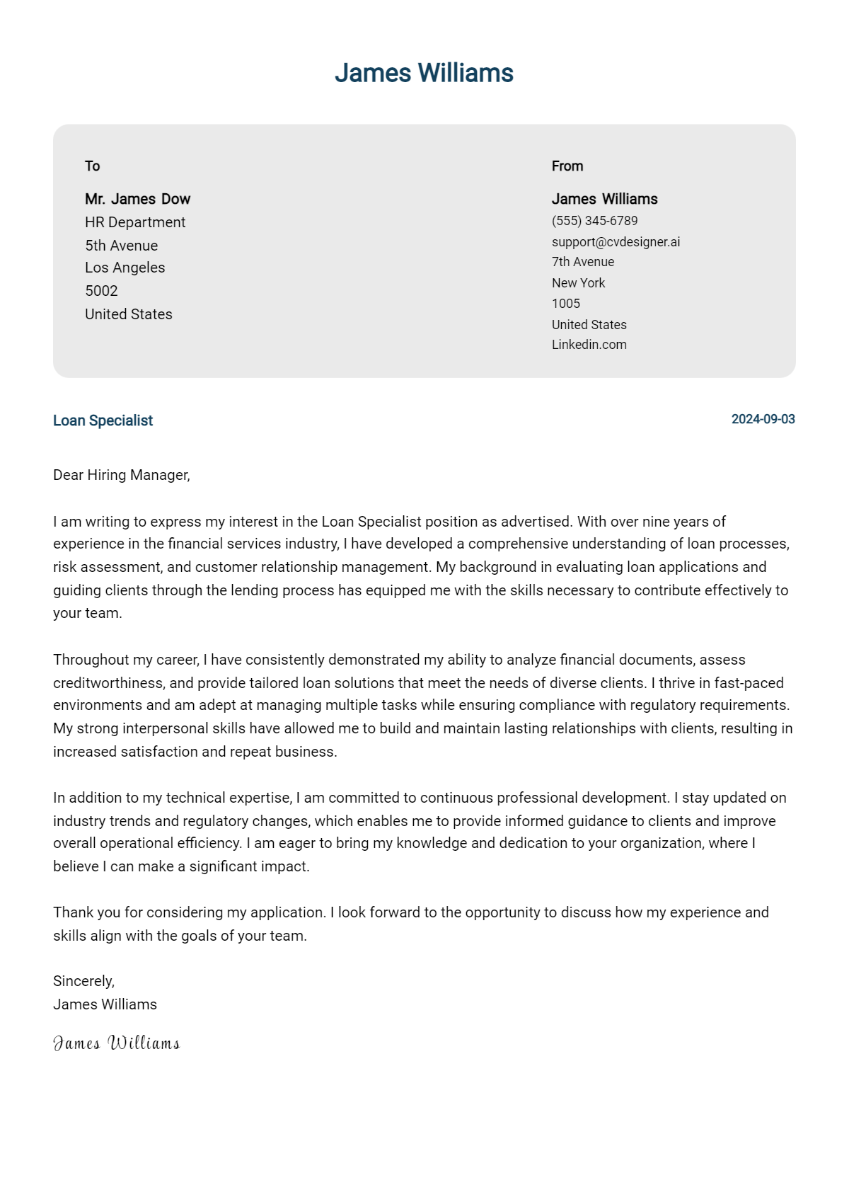 Loan Specialist Cover Letter Examples with Writing Tips for 2026 Preview