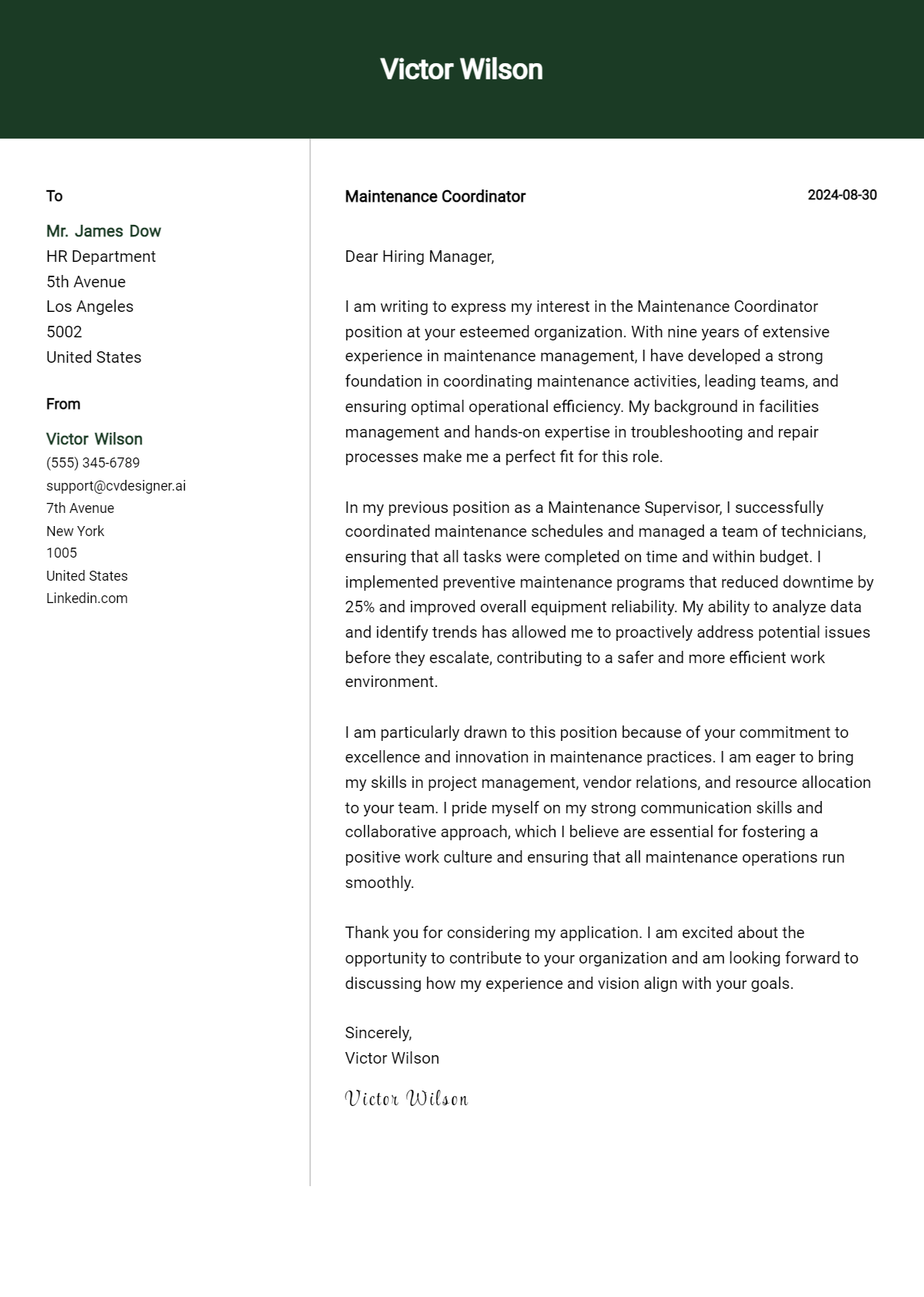14 Maintenance Coordinator Cover Letter Examples for 2026 (Writing Guide) Preview