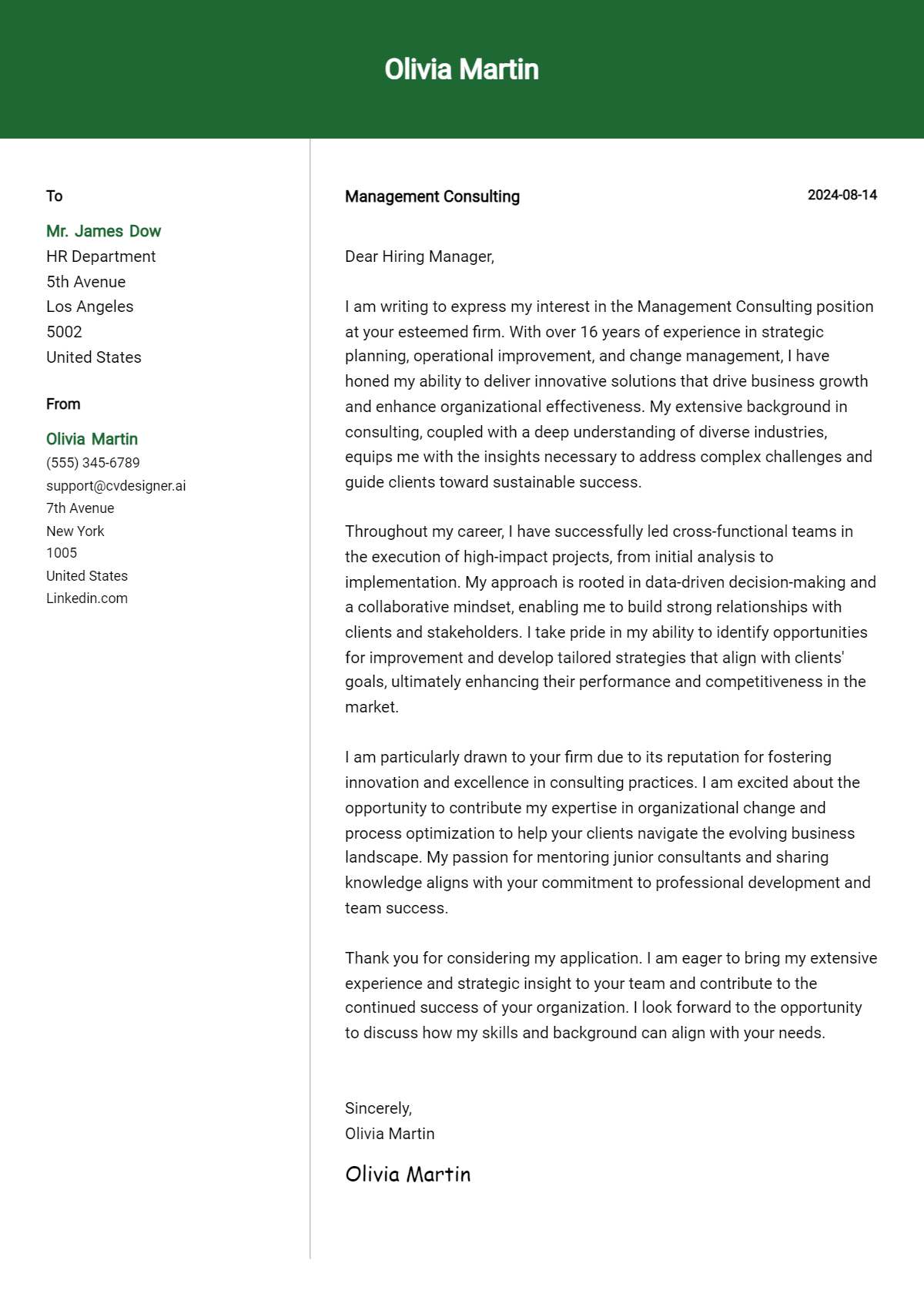 12 Management Consulting Cover Letter Examples for 2026: Tips & Templates Preview