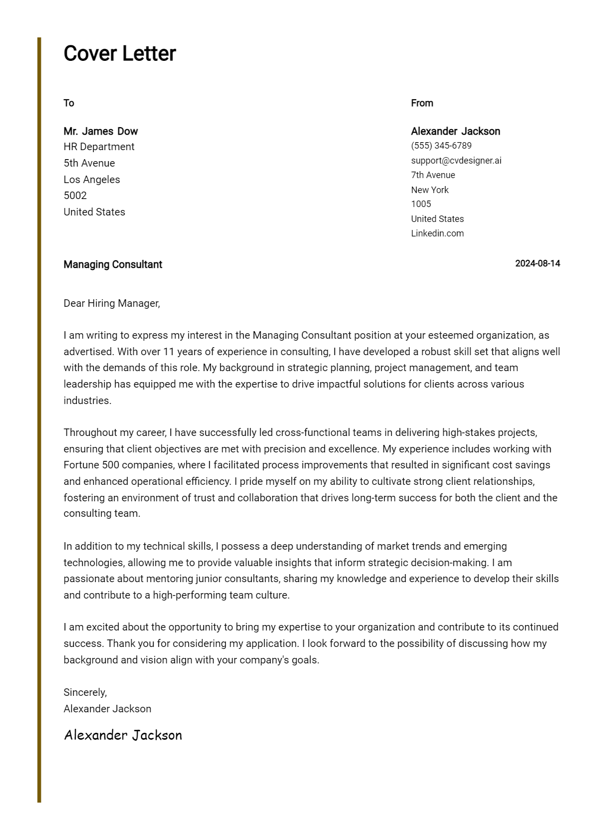 12 Managing Consultant Cover Letter Examples for 2026: Proven Tips Preview