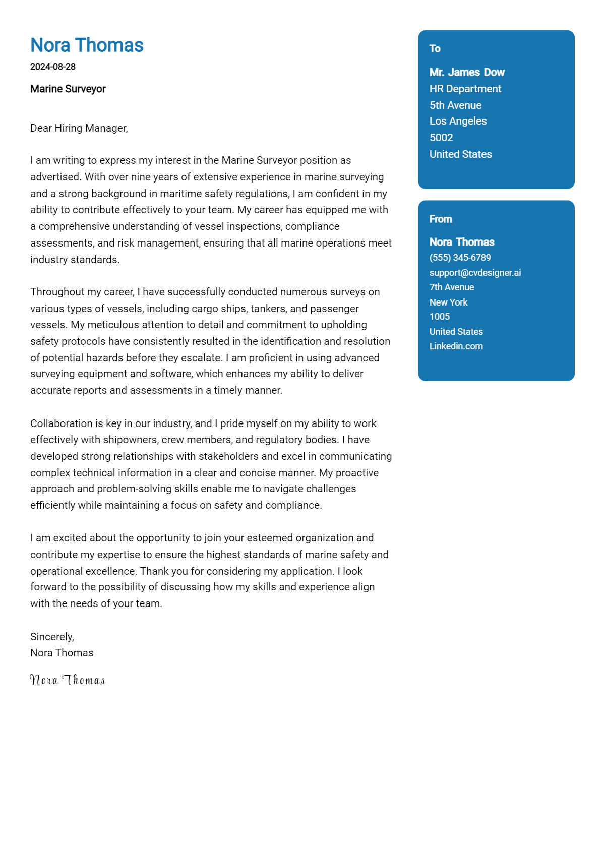 Marine Surveyor Cover Letter Examples and Templates for 2026 Preview