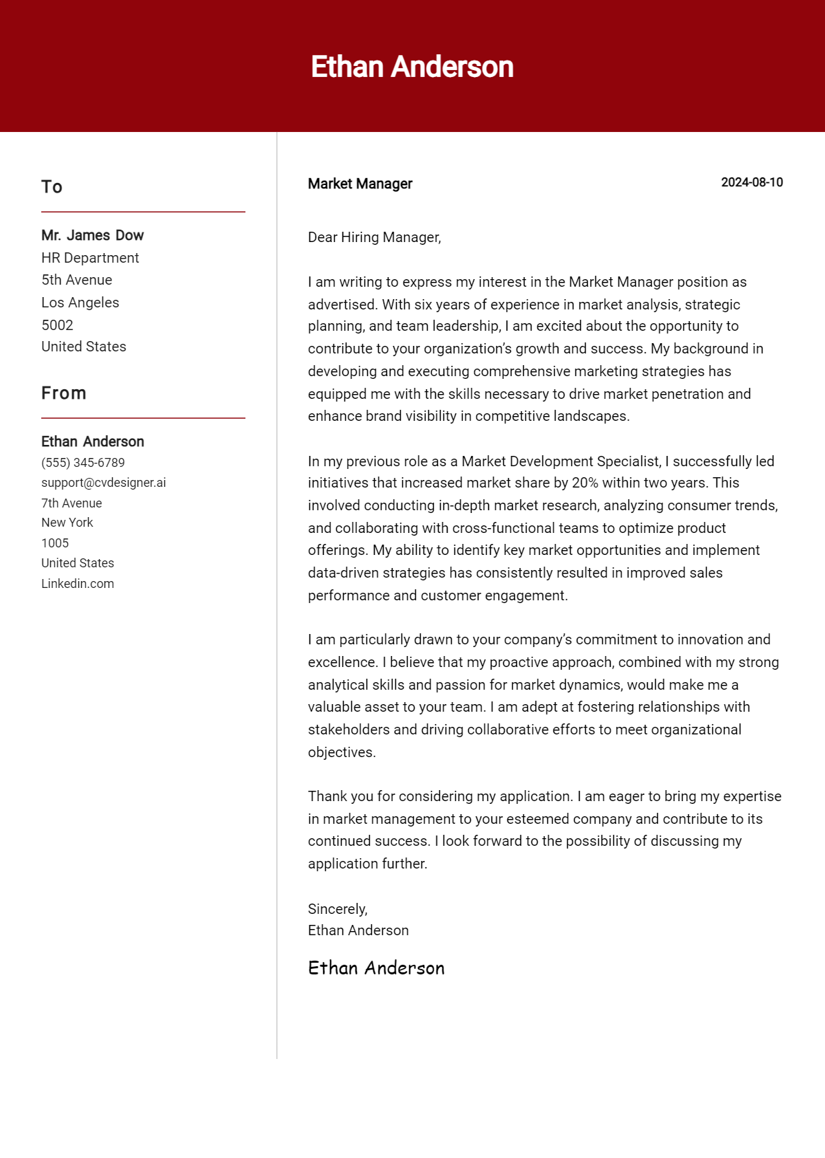 Market Manager Cover Letter Examples with Writing Tips for 2026 Preview