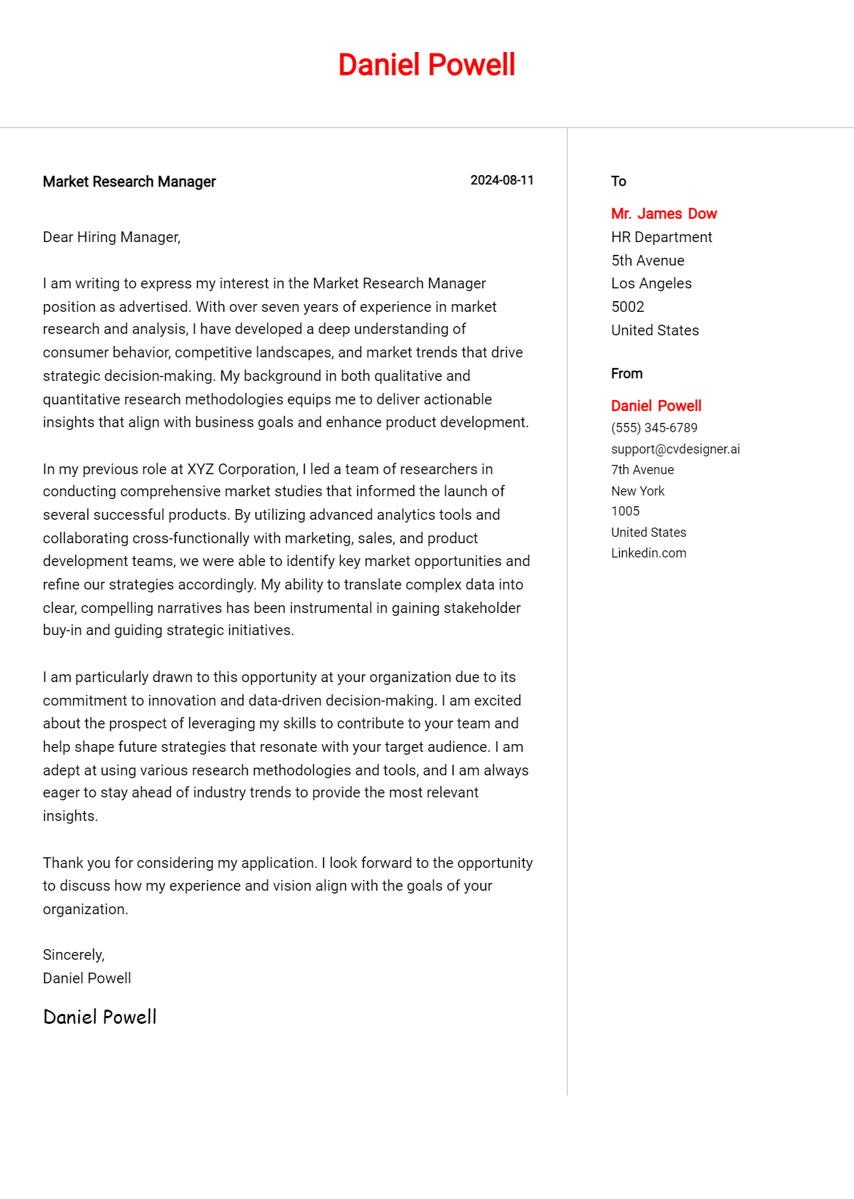 Market Research Manager Cover Letter Examples and Templates for 2026 Preview