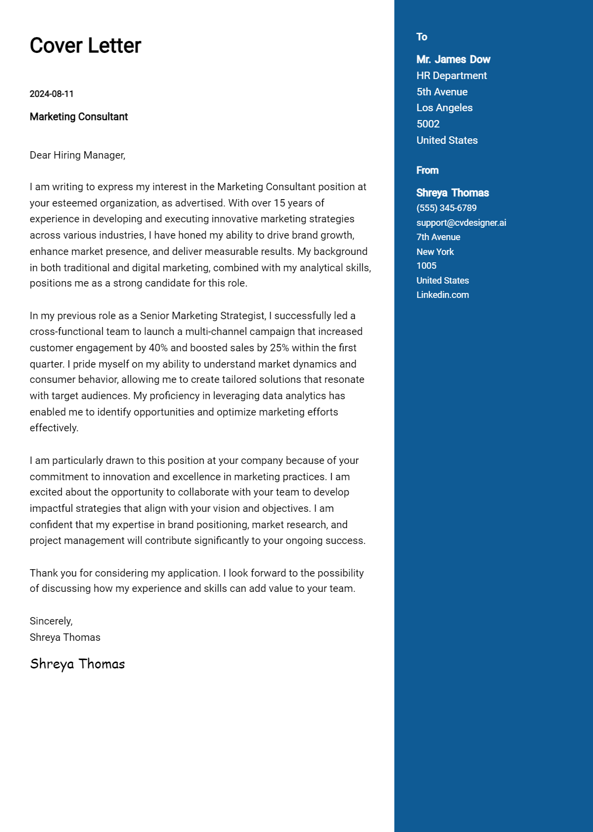 24 Marketing Consultant Cover Letter Examples for 2026 Preview