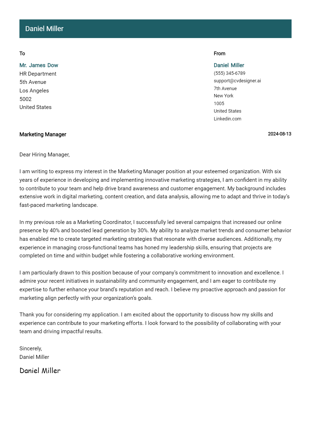 18 Marketing manager Cover Letter Examples for 2026: Top CV Skills Preview