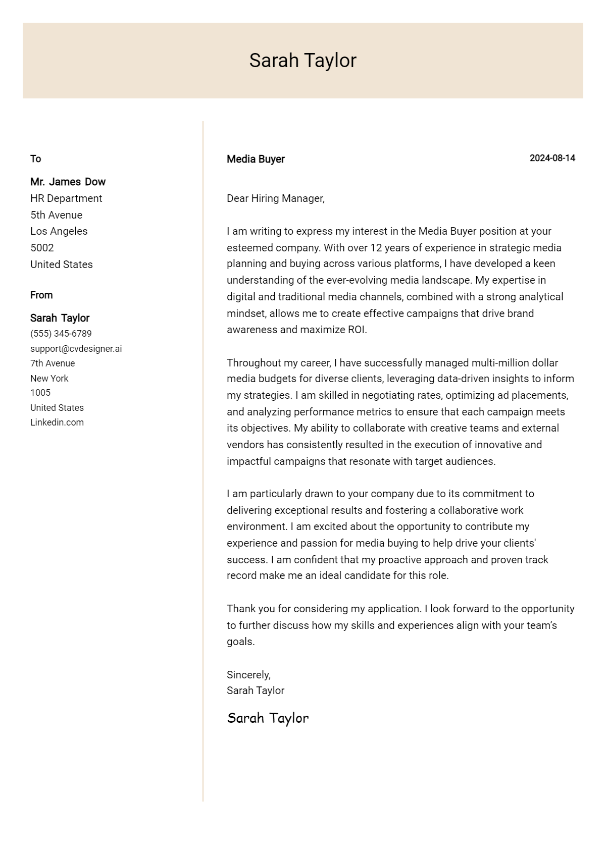 Media Buyer Cover Letter Example for 2026: Tips & Templates Preview