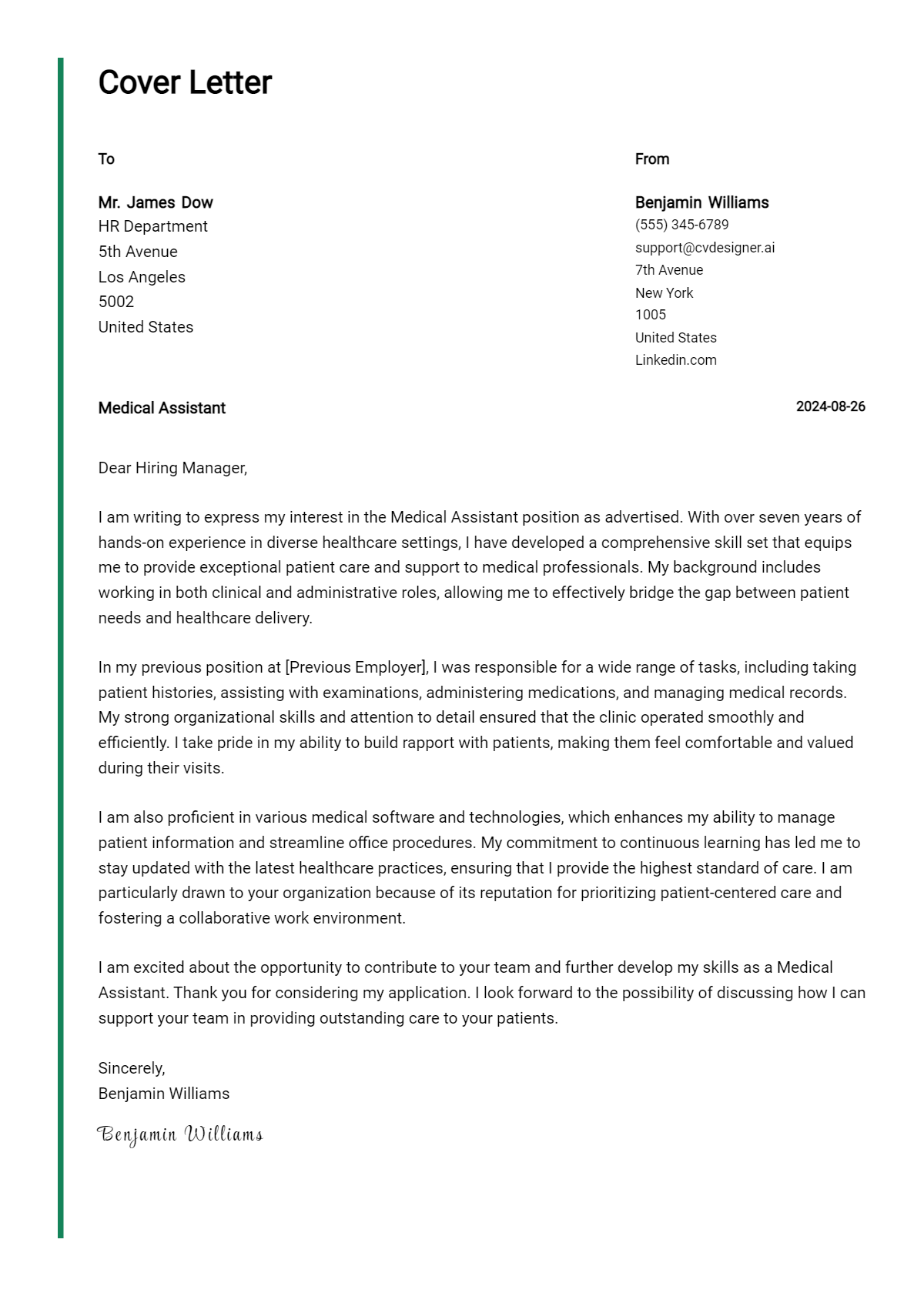 Medical Assistant Cover Letter Example for 2026: Ultimate Guide Preview