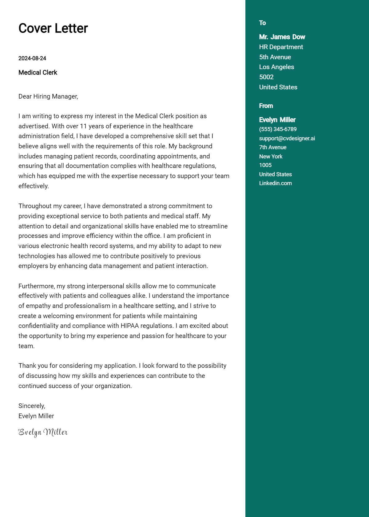 27 Medical Clerk Cover Letter Examples & Samples for 2026 Preview