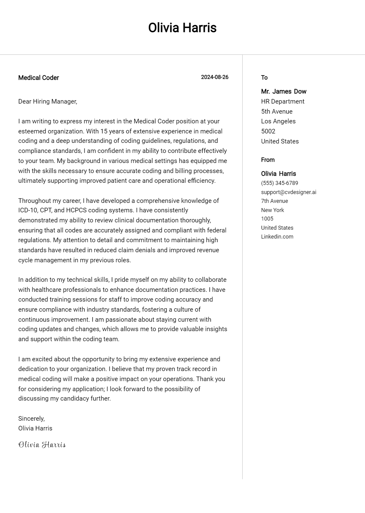 26 Medical Coder Cover Letter Samples & Examples 2026 Preview