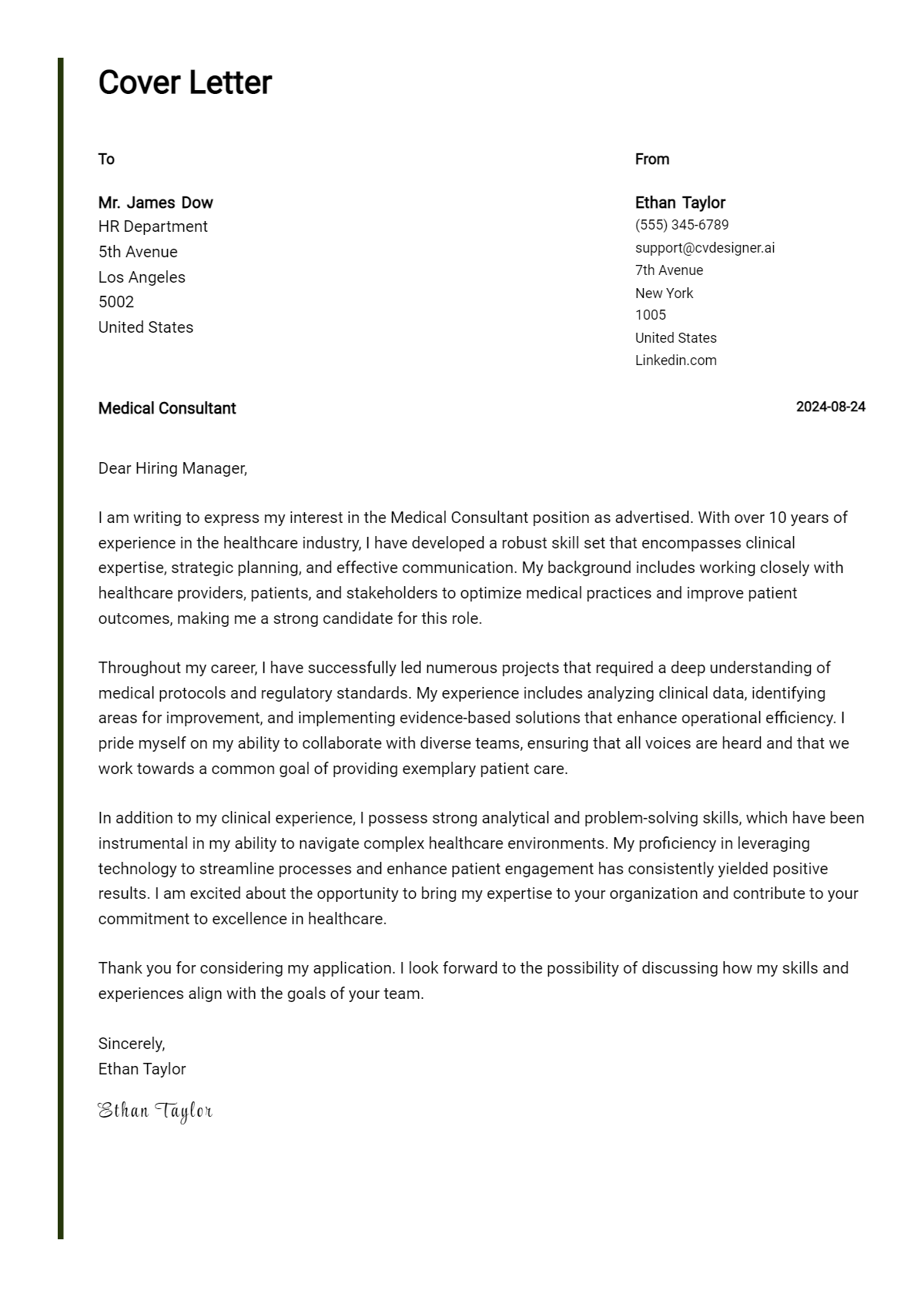18 Medical Consultant Cover Letter Examples for 2026: Top CV Skills Preview