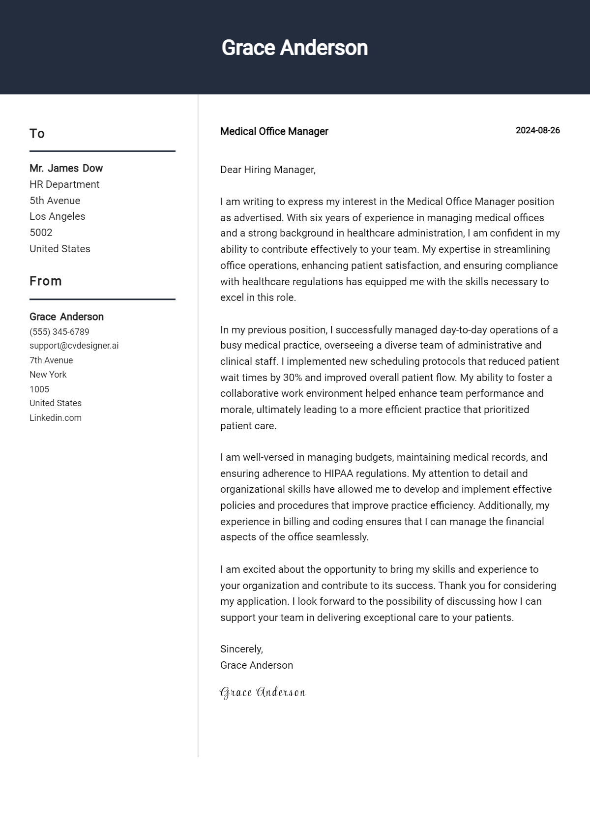 21 Medical Office Manager Cover Letter Examples and Templates for 2026 Preview