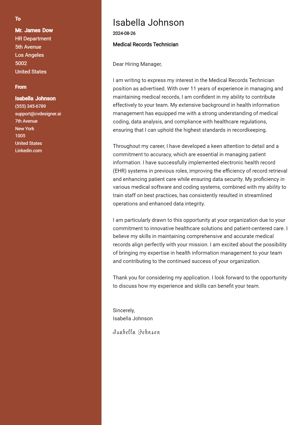 29 Medical Records Technician Cover Letter Examples for 2026: Ultimate Guide Preview