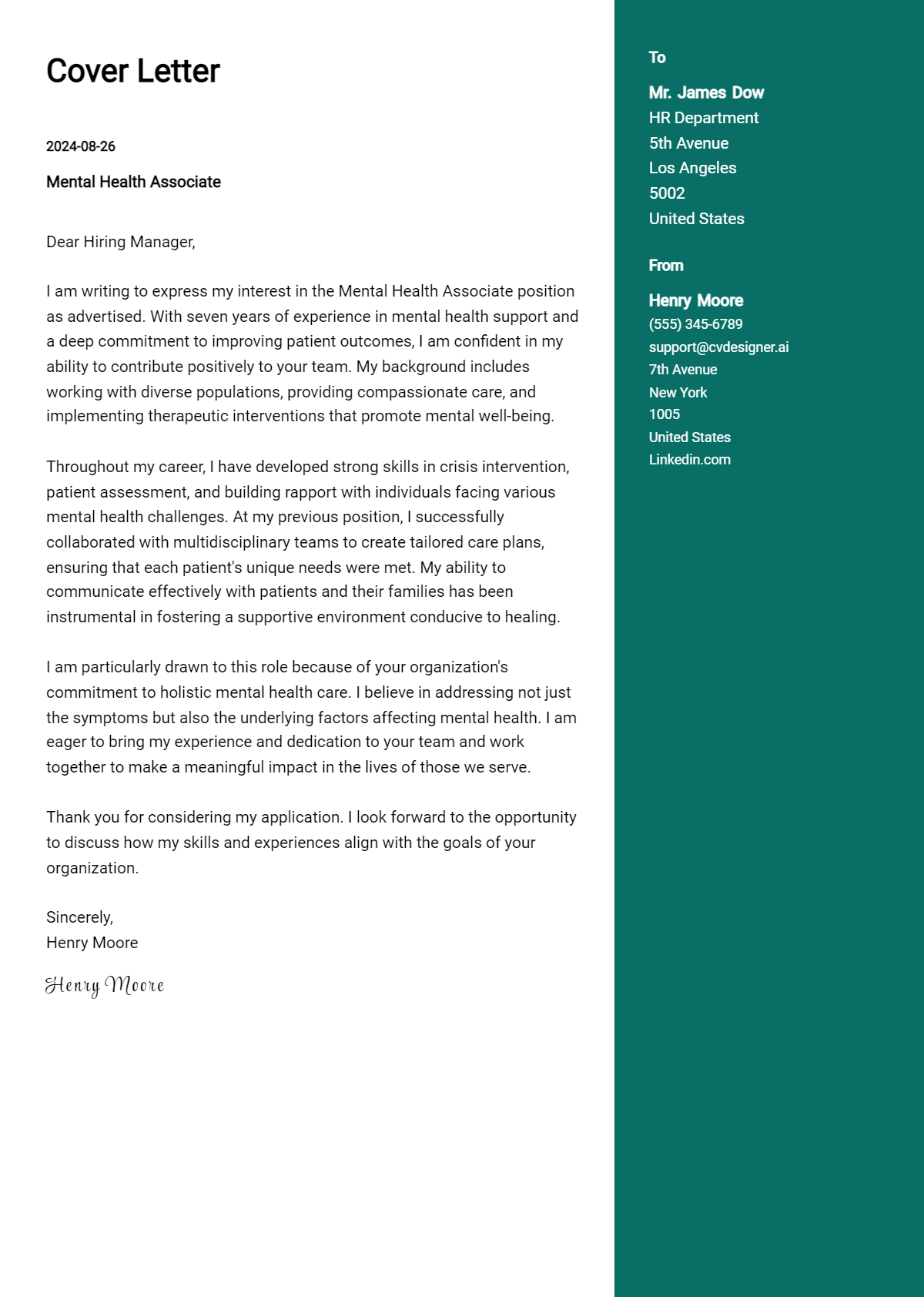 Mental Health Associate Cover Letter Examples and Templates for 2026 Preview
