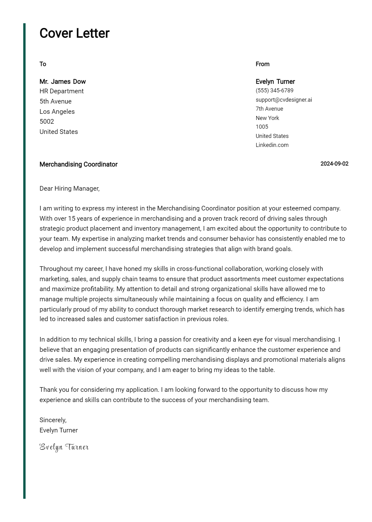 Merchandising Coordinator Cover Letter Examples with Writing Tips for 2026 Preview
