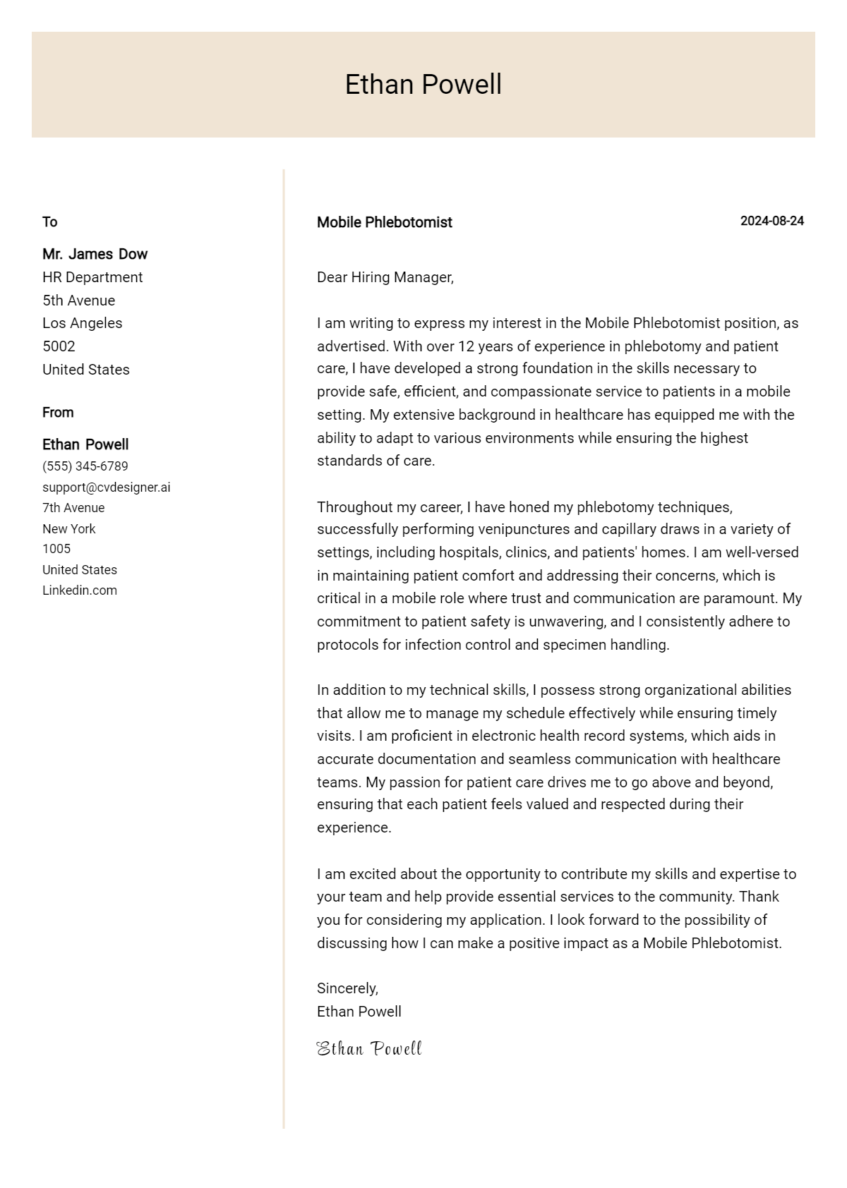 Mobile Phlebotomist Cover Letter Examples with Writing Tips for 2026 Preview