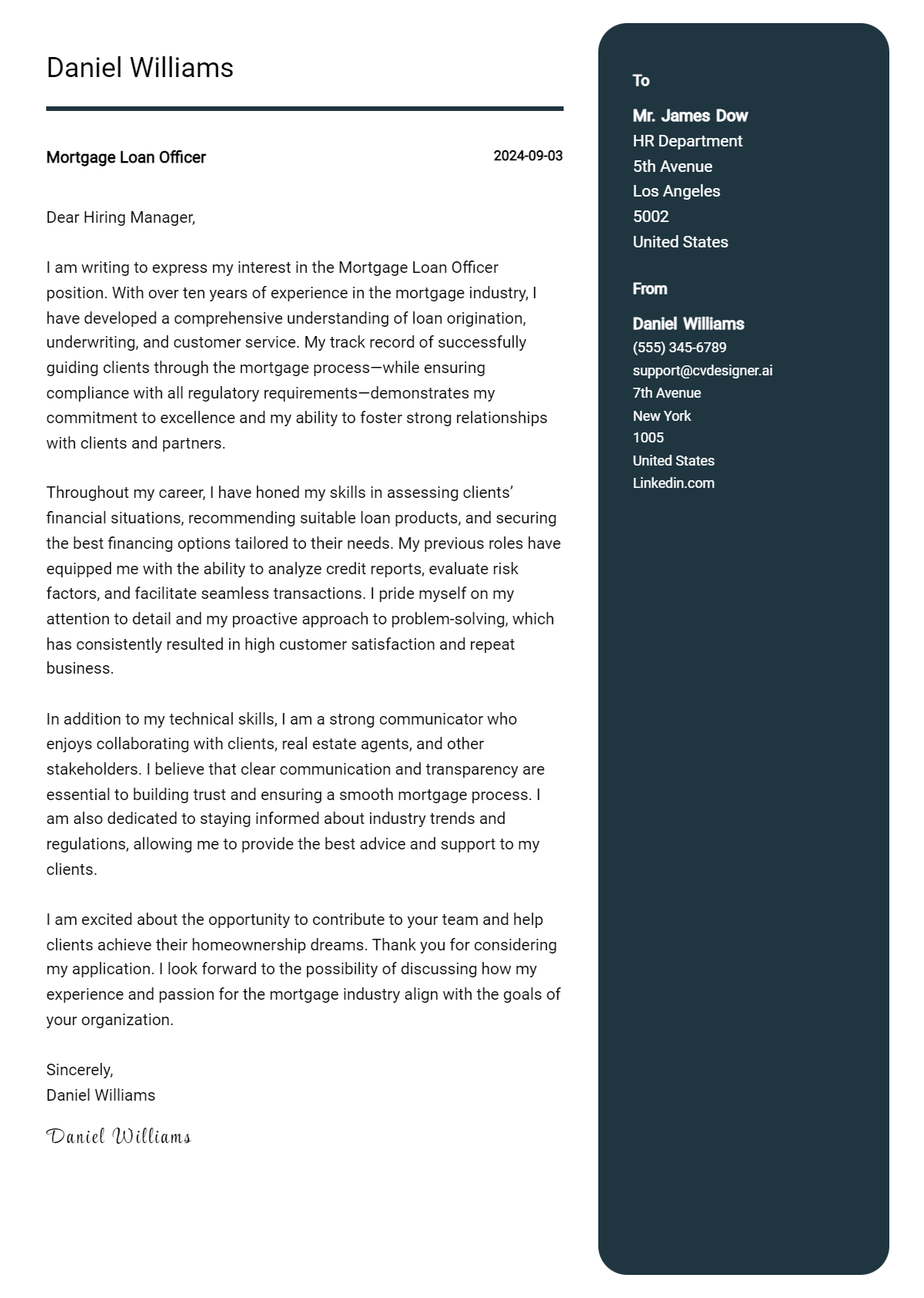 Mortgage Loan Officer Cover Letter Example for 2026 (Free Templates) Preview