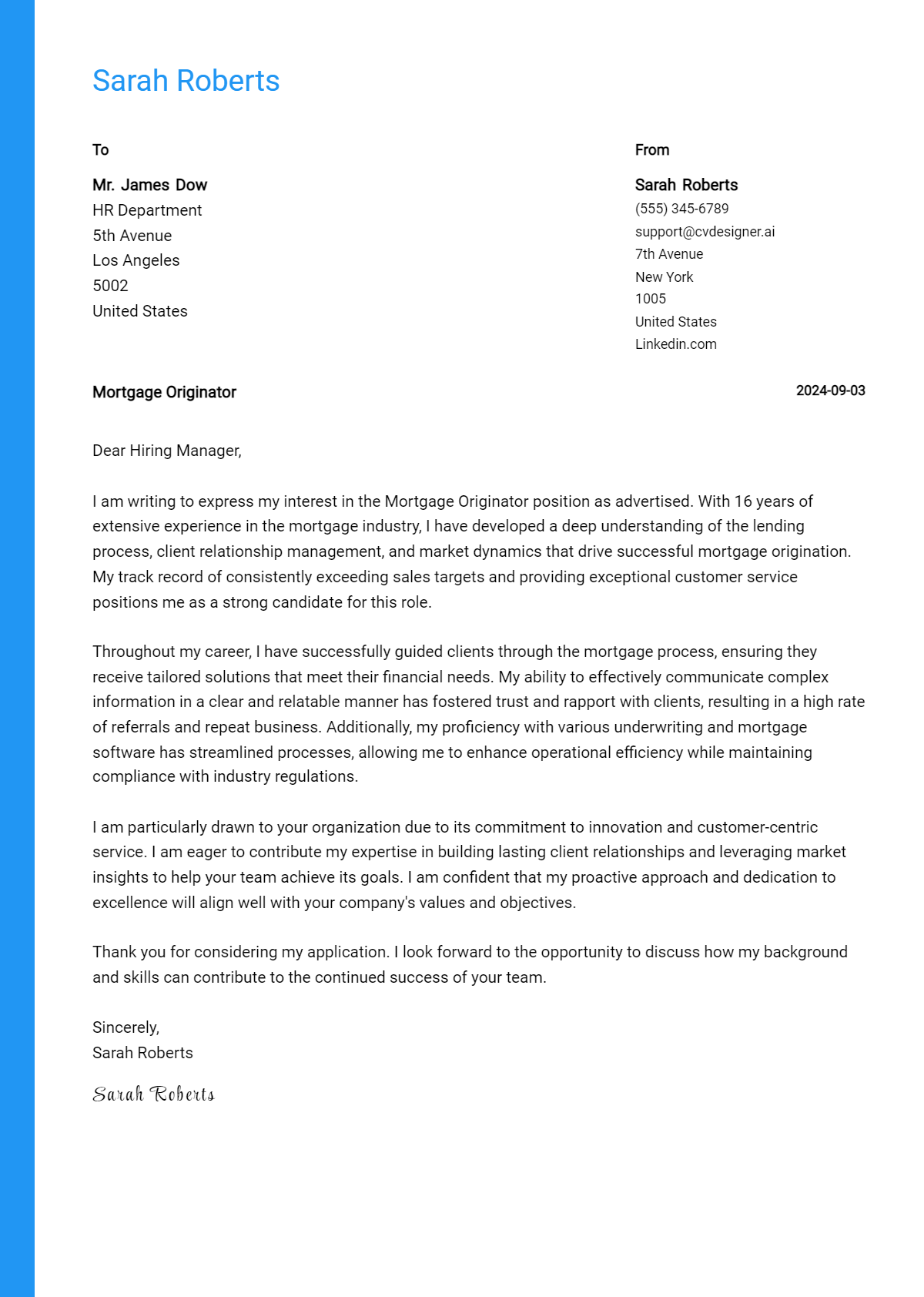 Mortgage Originator Cover Letter Example for 2026 (Free Templates) Preview
