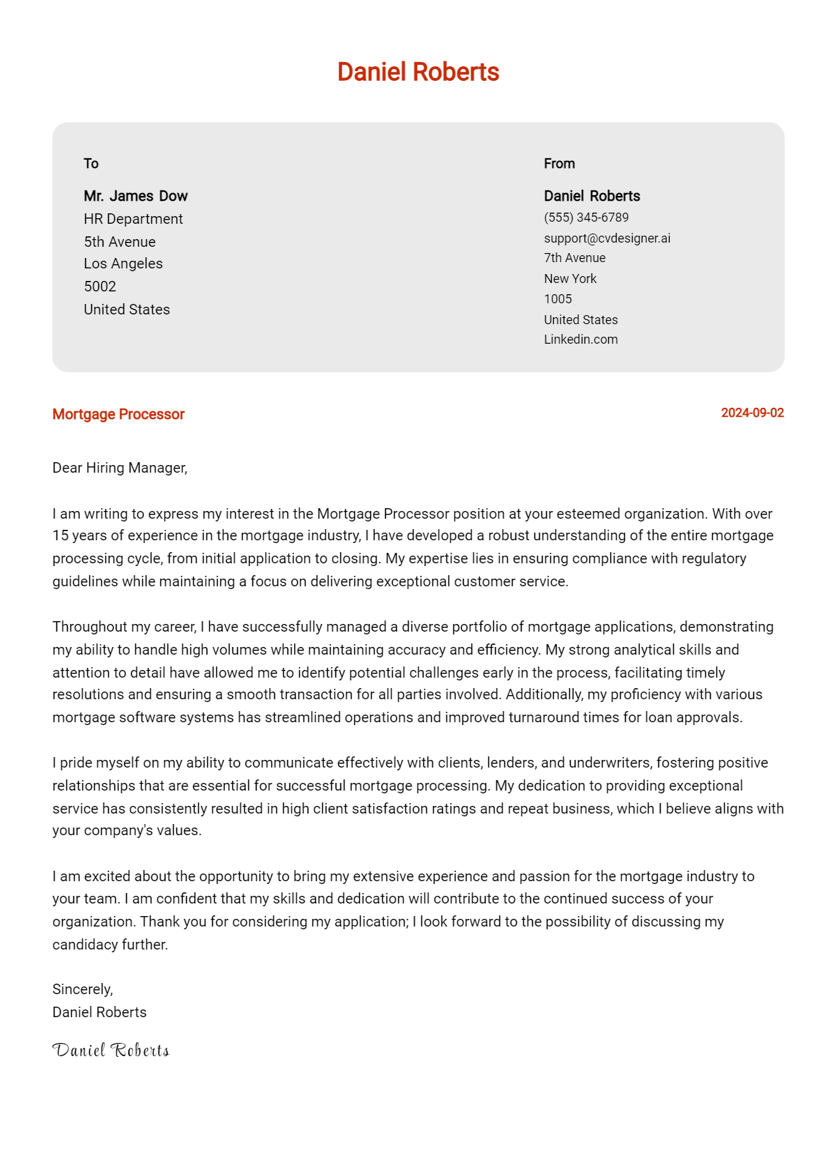 Mortgage Processor Cover Letter Example for 2026 (Free Templates) Preview