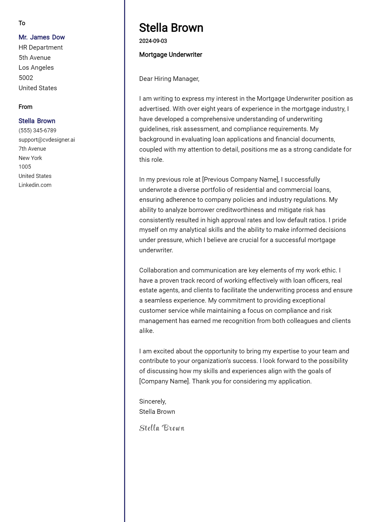 Mortgage Underwriter Cover Letter Samples & Examples 2026 Preview