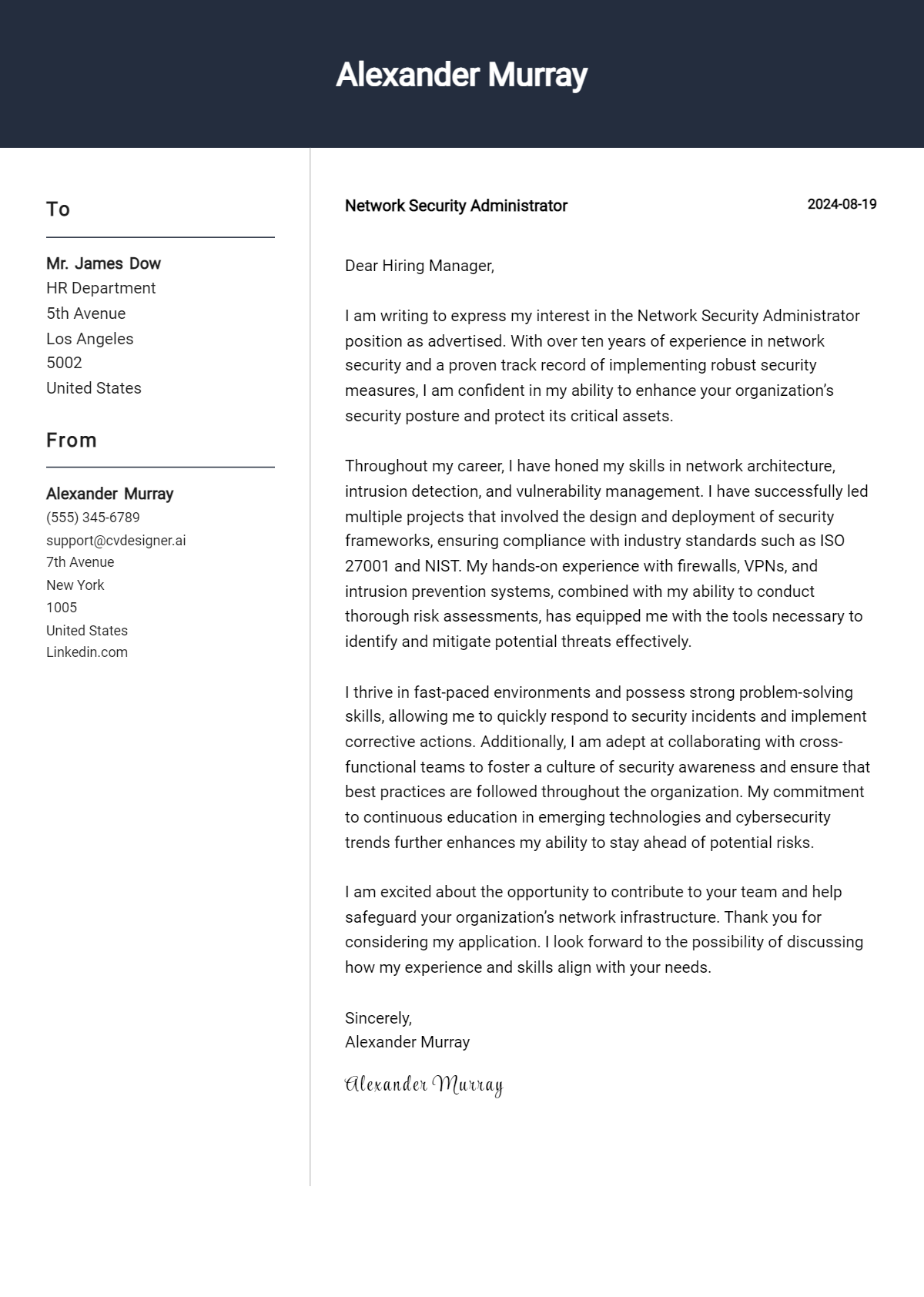 14 Network Security Administrator Cover Letter Example for 2026 (Complete Writing Guide) Preview