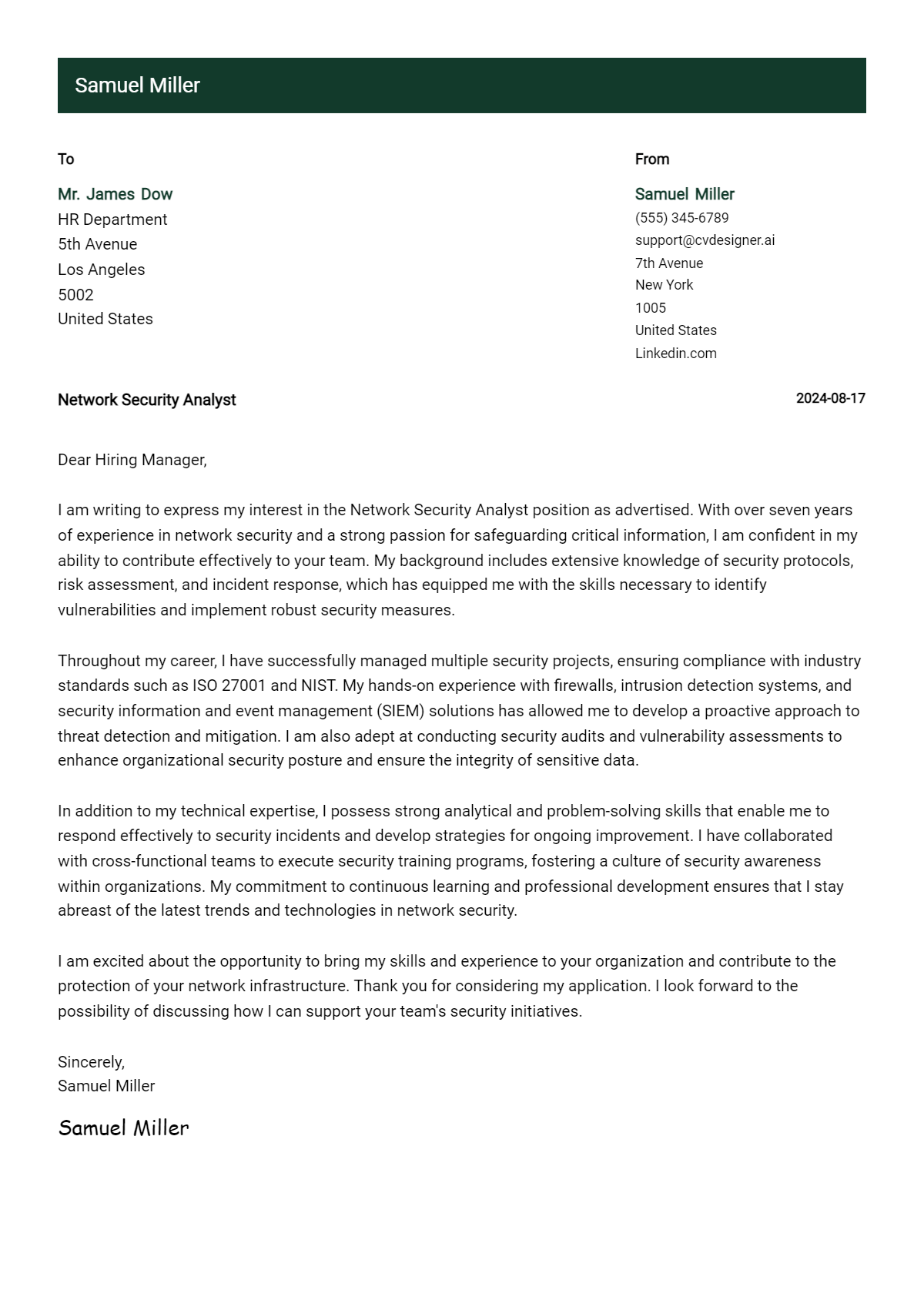 12 Network Security Analyst Cover Letter Example for 2026: Proven Tips Preview