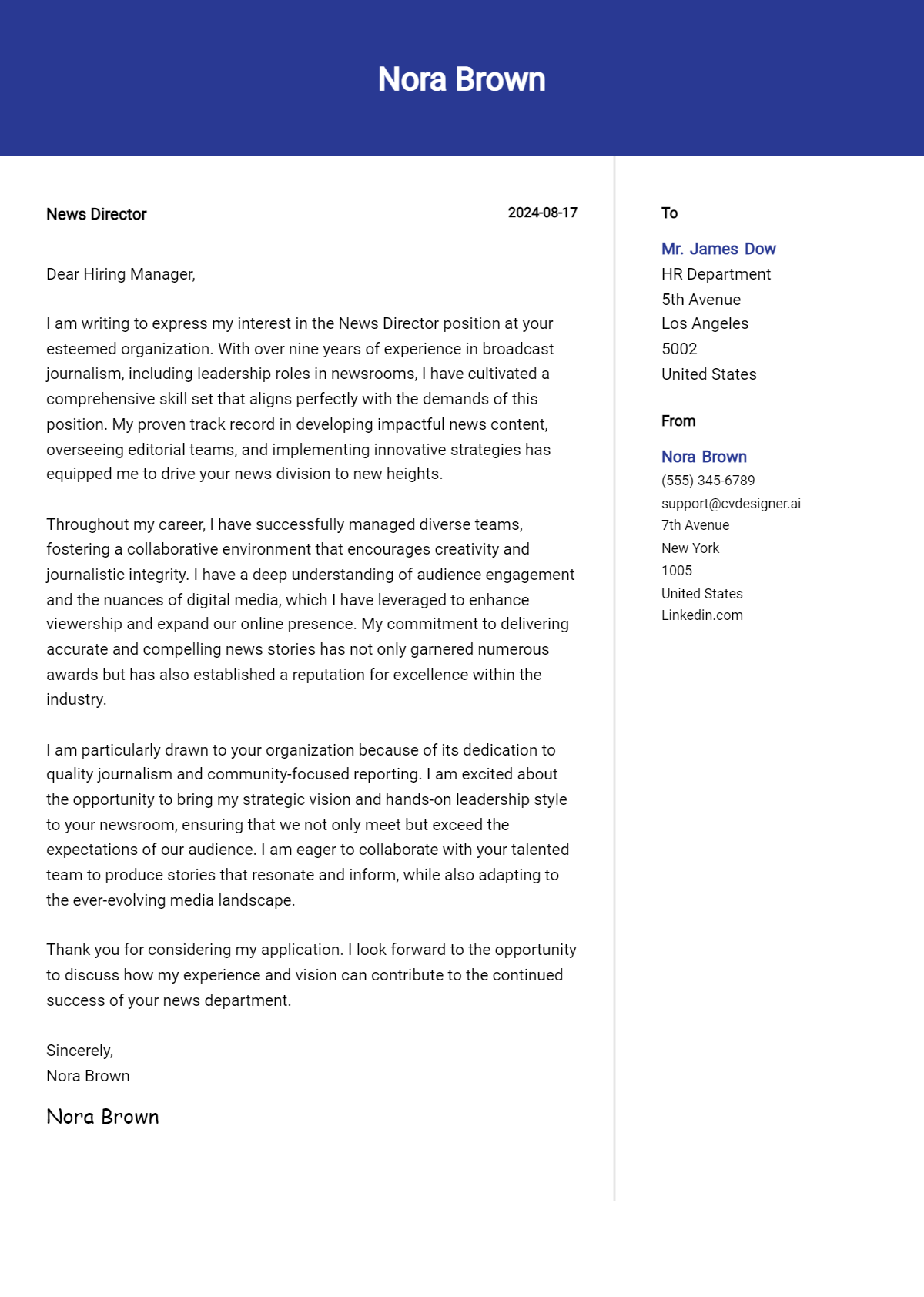 News Director Cover Letter Example for 2026: Expert Tips & Templates Preview