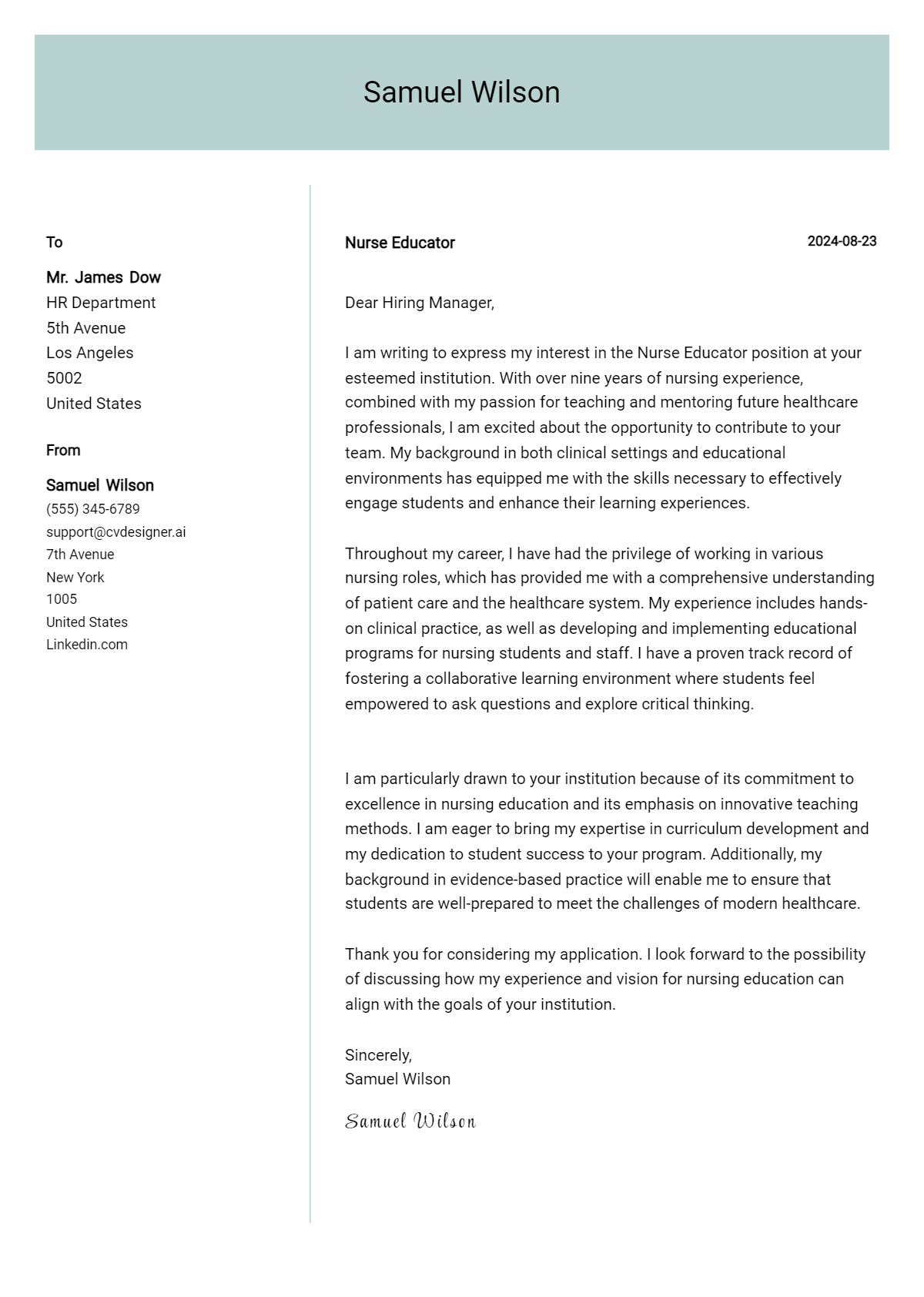 32 Nurse Educator Cover Letter Samples & Examples 2026 Preview