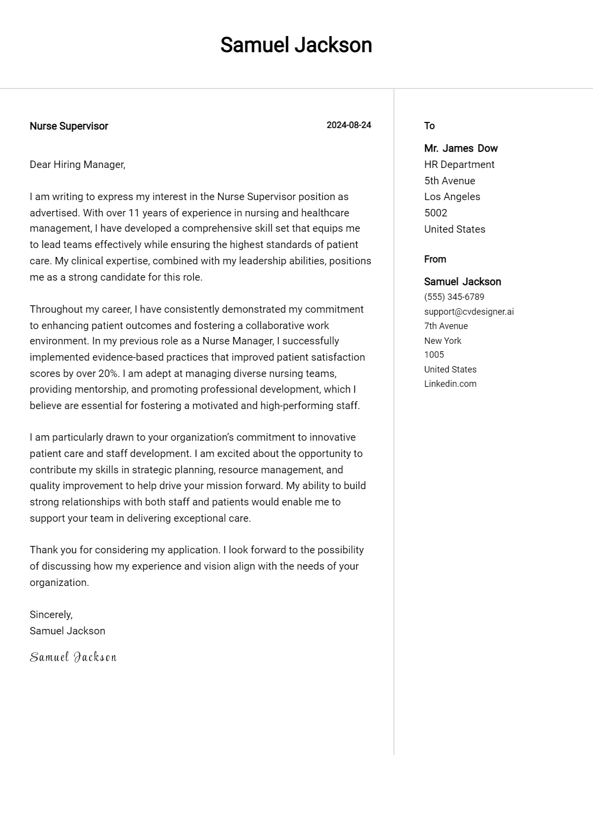 24 Nurse Supervisor Cover Letter Examples for 2026: Top CV Skills Preview