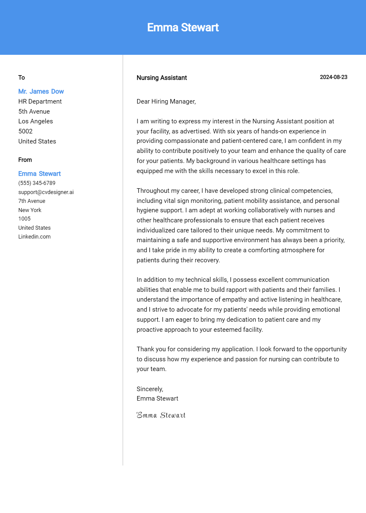 19 Nursing Assistant Cover Letter Examples for 2026: Top CV Skills Preview