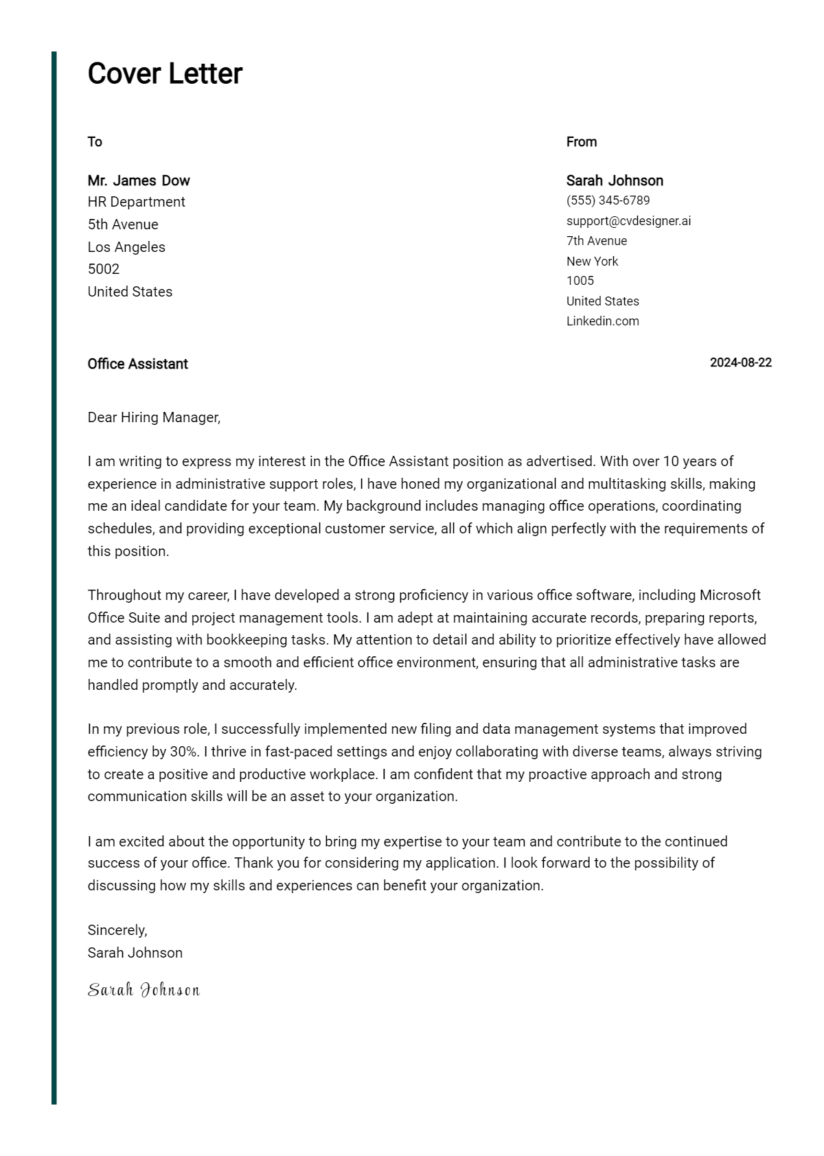 18 Office Assistant Cover Letter Examples with Writing Tips for 2026 Preview