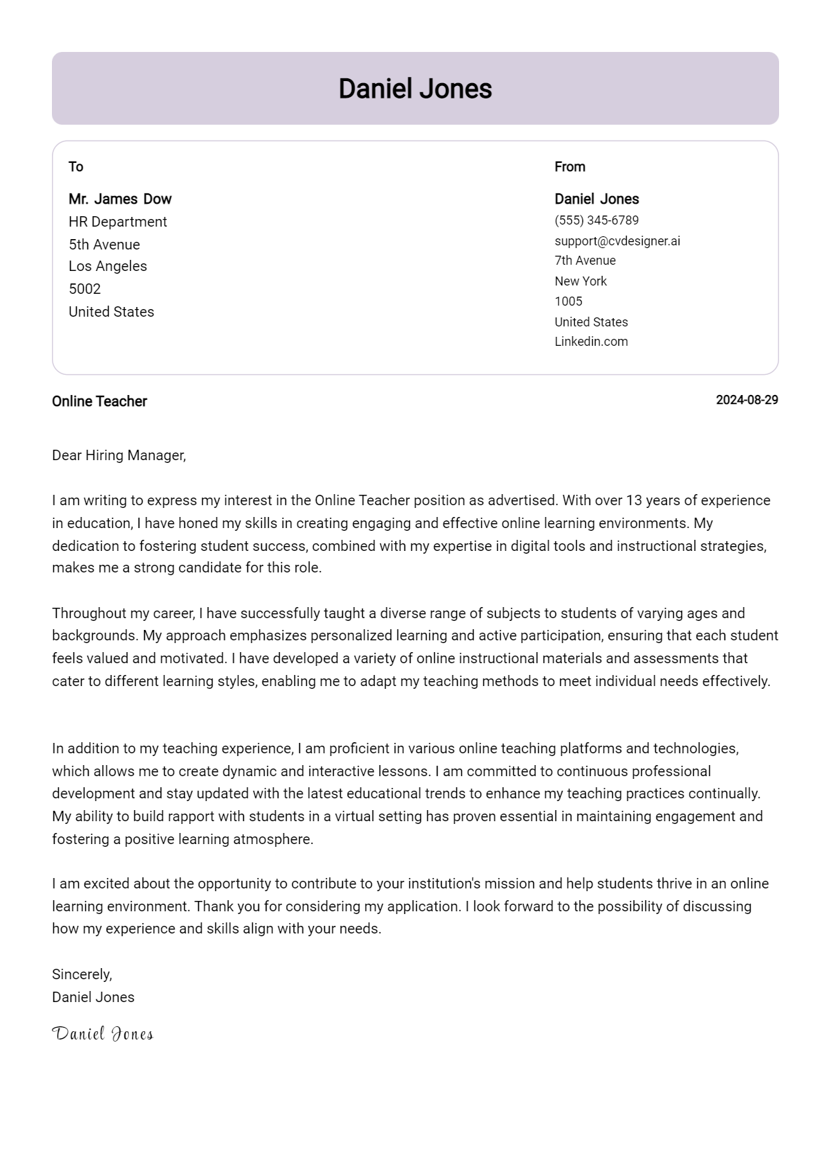 Online Teacher Cover Letter Example for 2026: Expert Tips & Templates Preview