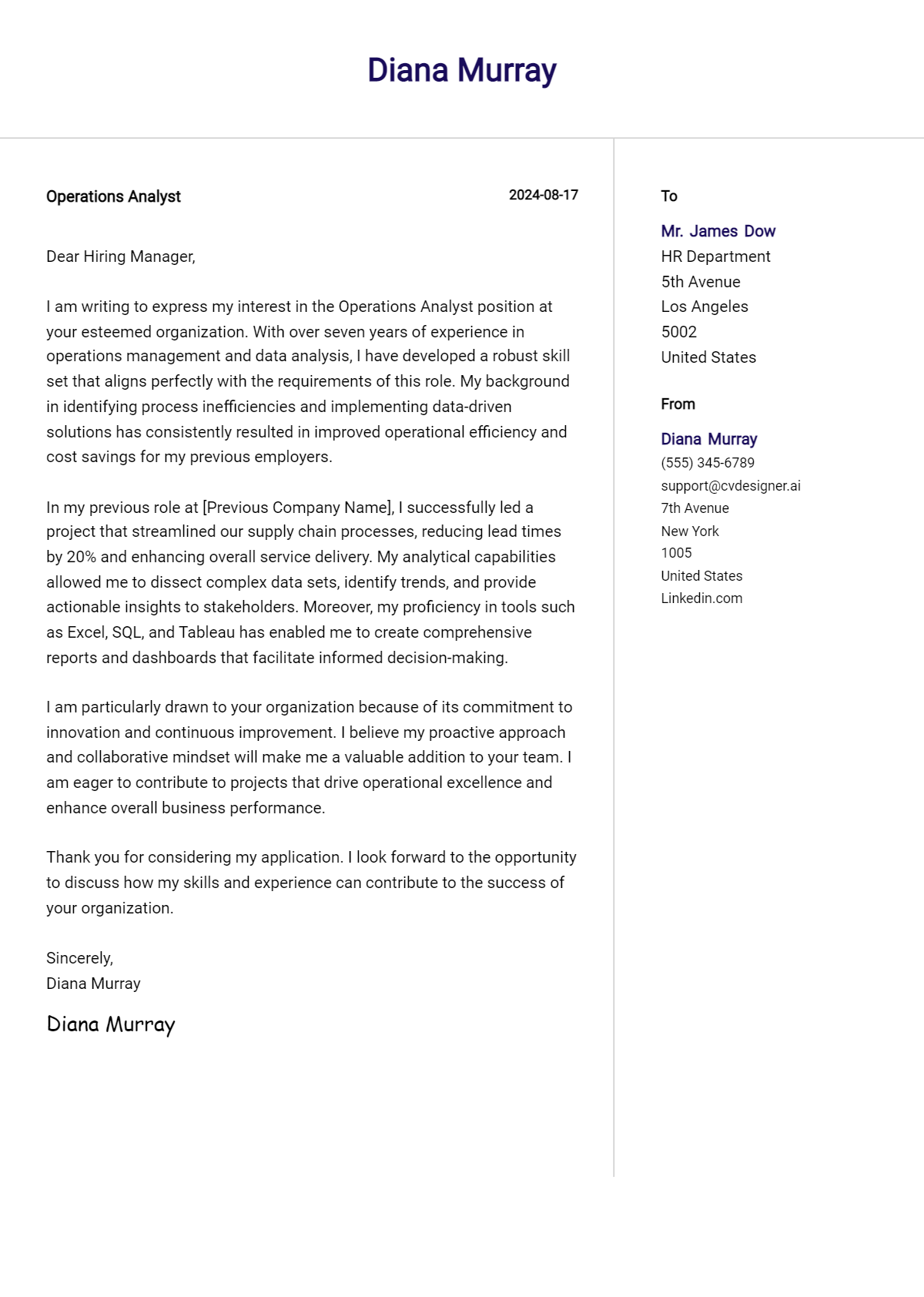 12 Operations Analyst Cover Letter Examples for 2026 (Complete Writing Guide) Preview