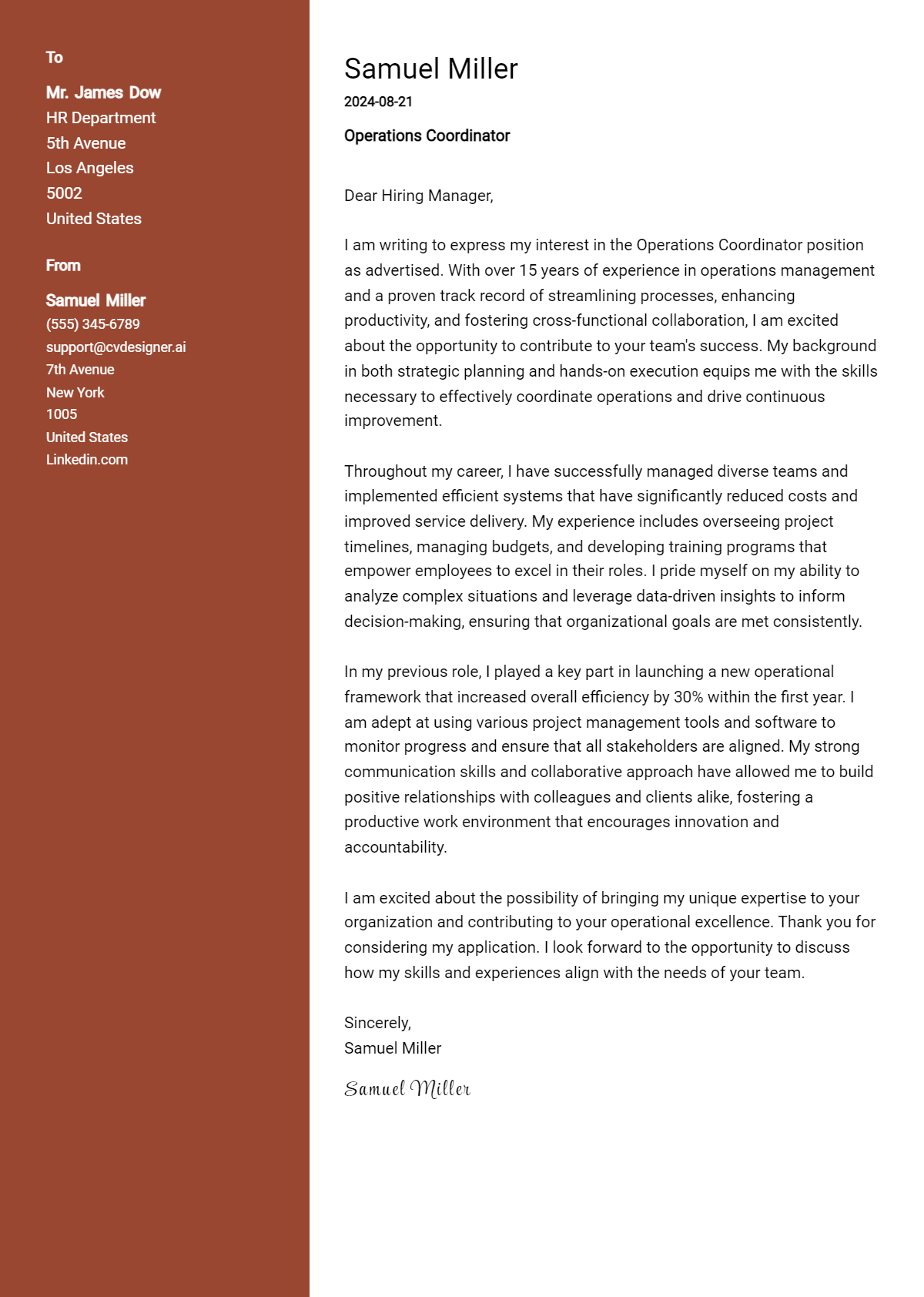 17 Operations Coordinator Cover Letter Samples & Examples 2026 Preview