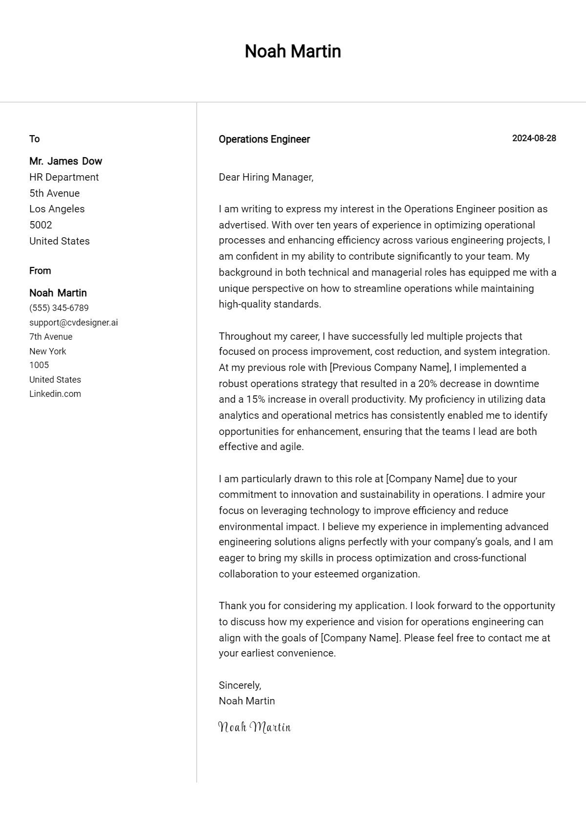 18 Operations Engineer Cover Letter Examples for 2026 (Writing Guide) Preview