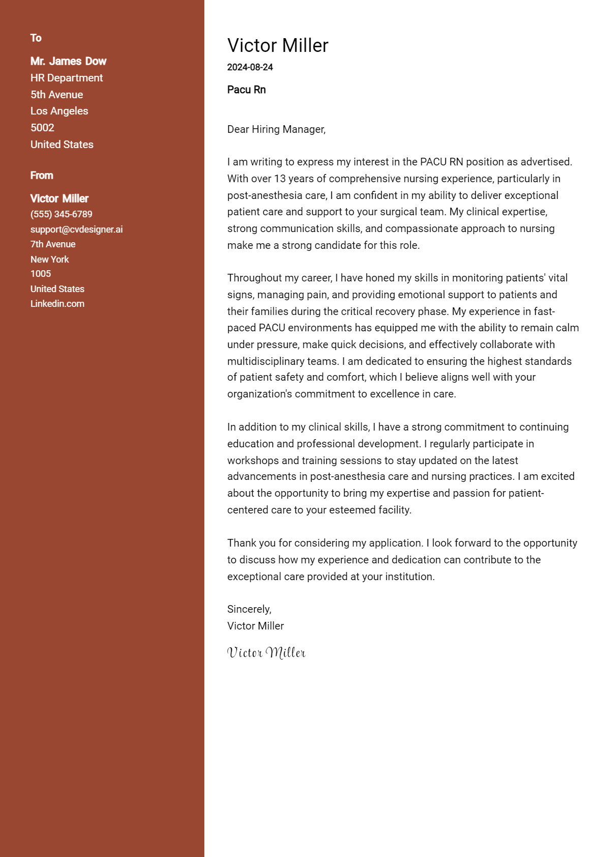 Pacu Rn Cover Letter Example for 2026 (Complete Writing Guide) Preview
