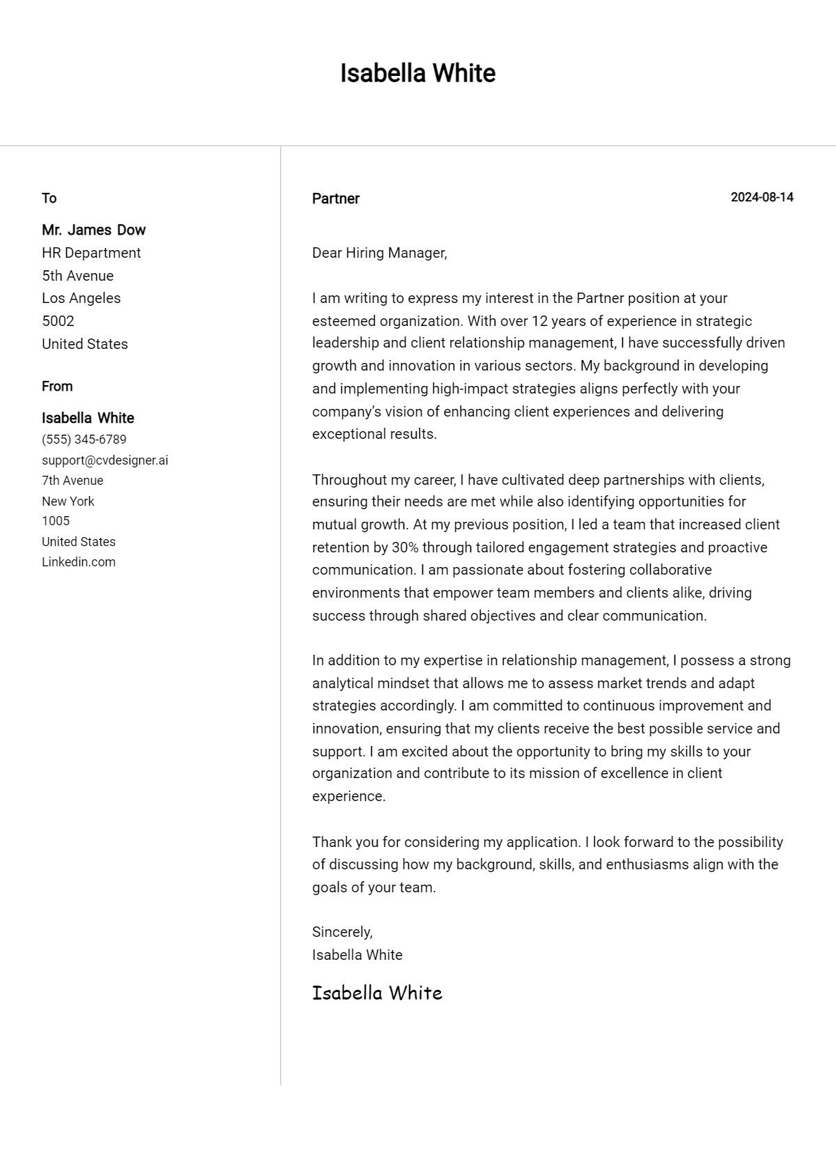 Partner Cover Letter Example for 2026: Expert Tips & Templates Preview