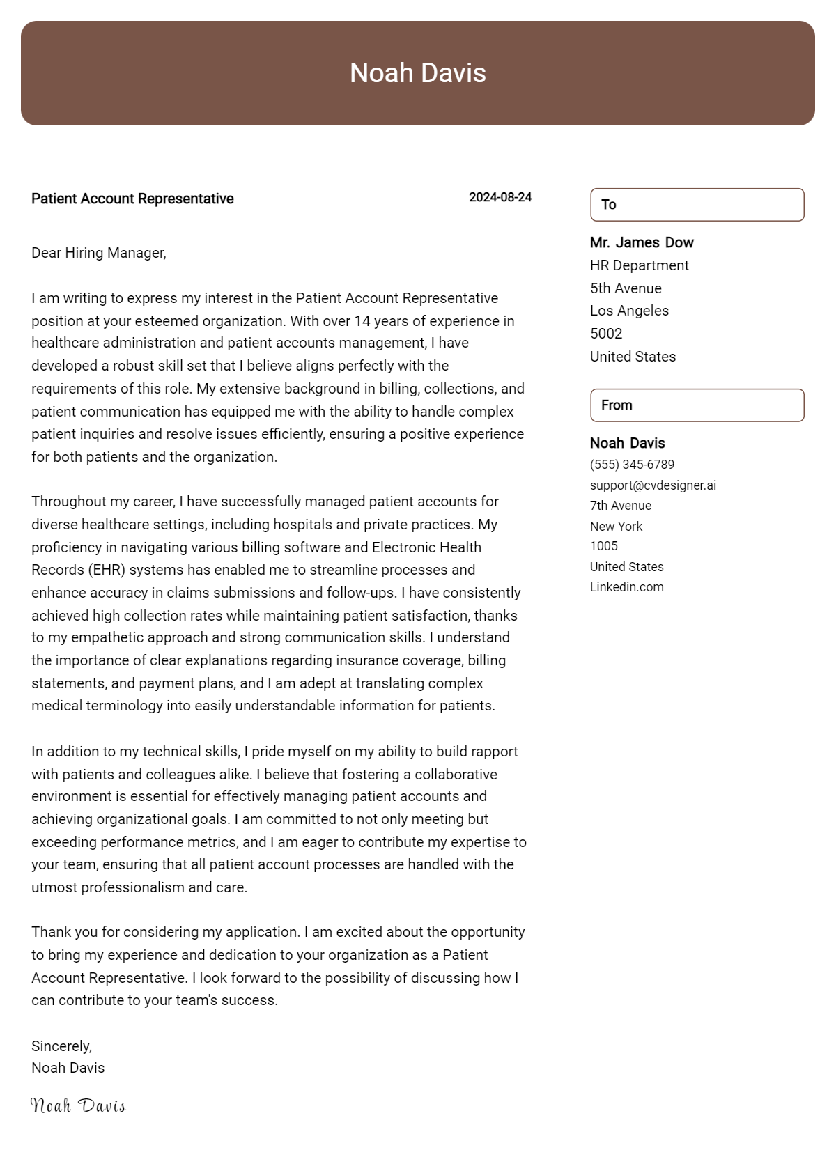 Patient Account Representative Cover Letter Examples with Writing Tips for 2026 Preview