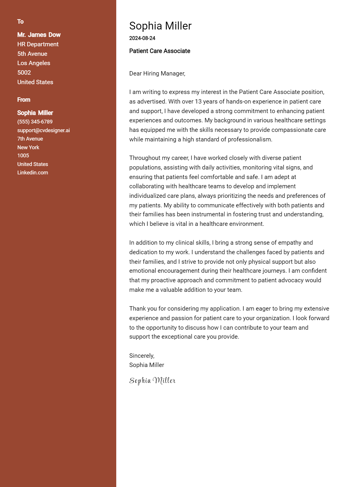 Patient Care Associate Cover Letter Example for 2026 (Complete Writing Guide) Preview