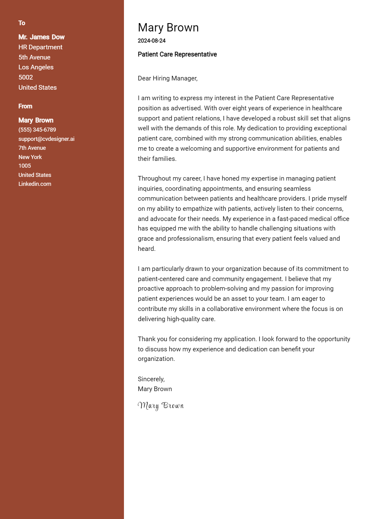 Patient Care Representative Cover Letter Example for 2026: Expert Tips & Templates Preview