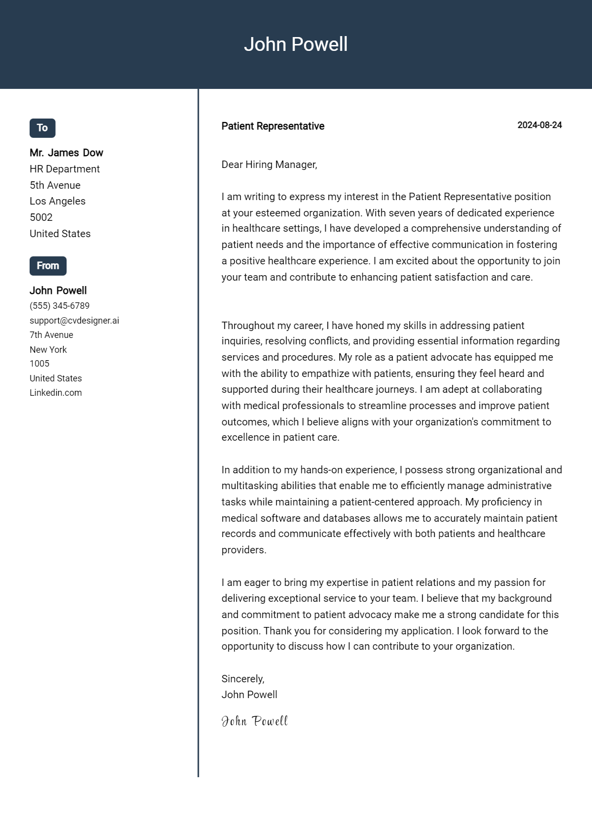 Patient Representative Cover Letter Example for 2026: Ultimate Guide Preview