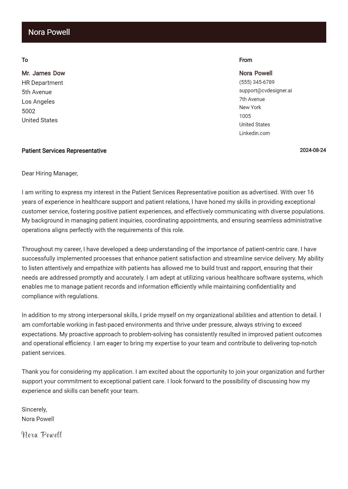 Patient Services Representative Cover Letter Example for 2026: Proven Tips Preview