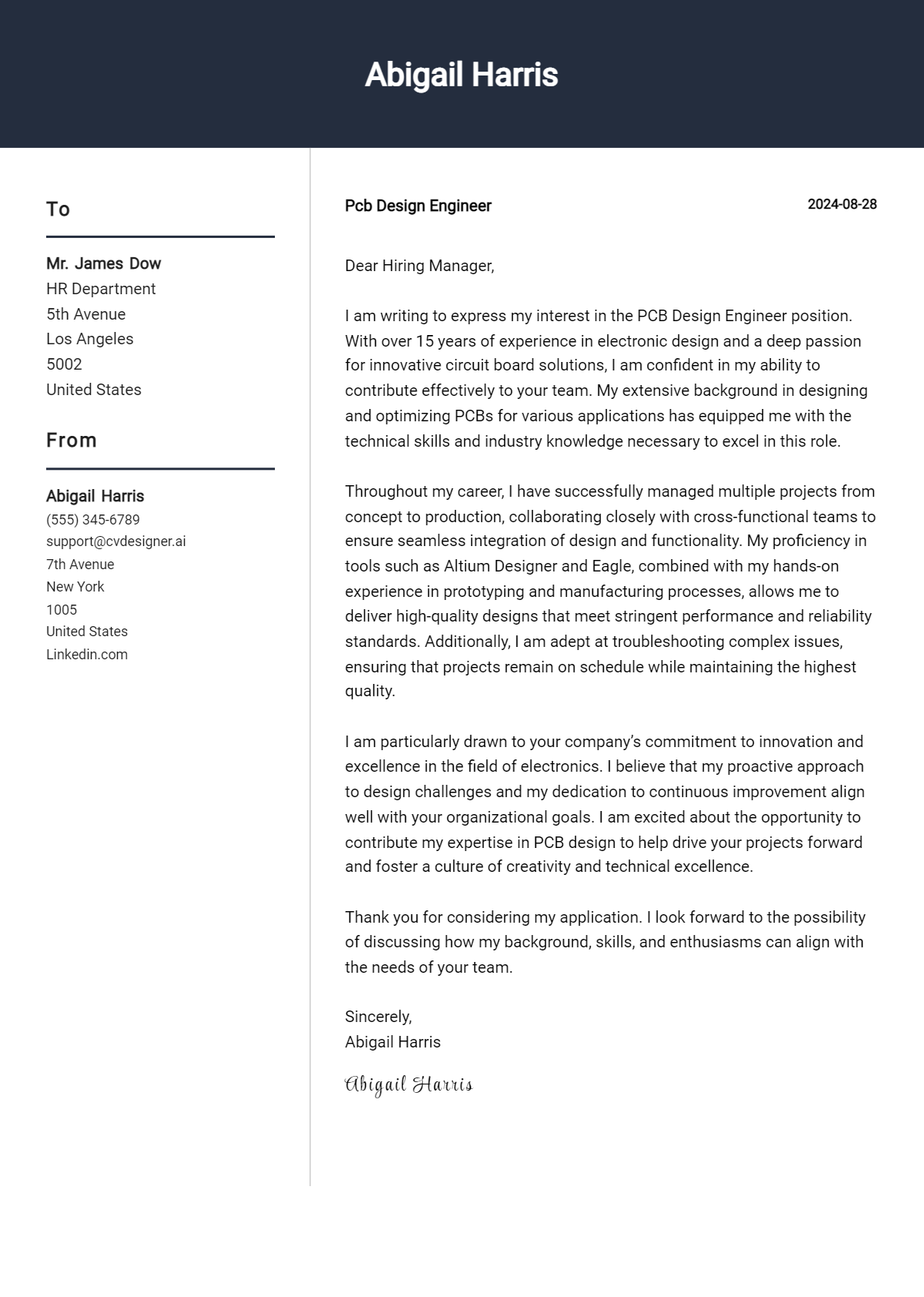 PCB Design Engineer Cover Letter Example for 2026: Proven Tips Preview
