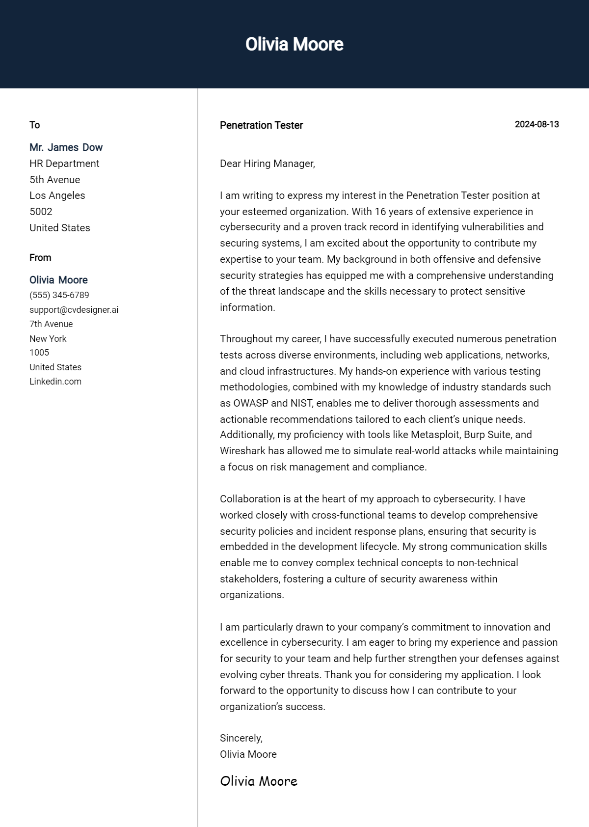 Penetration Tester Cover Letter Examples and Templates for 2026 Preview