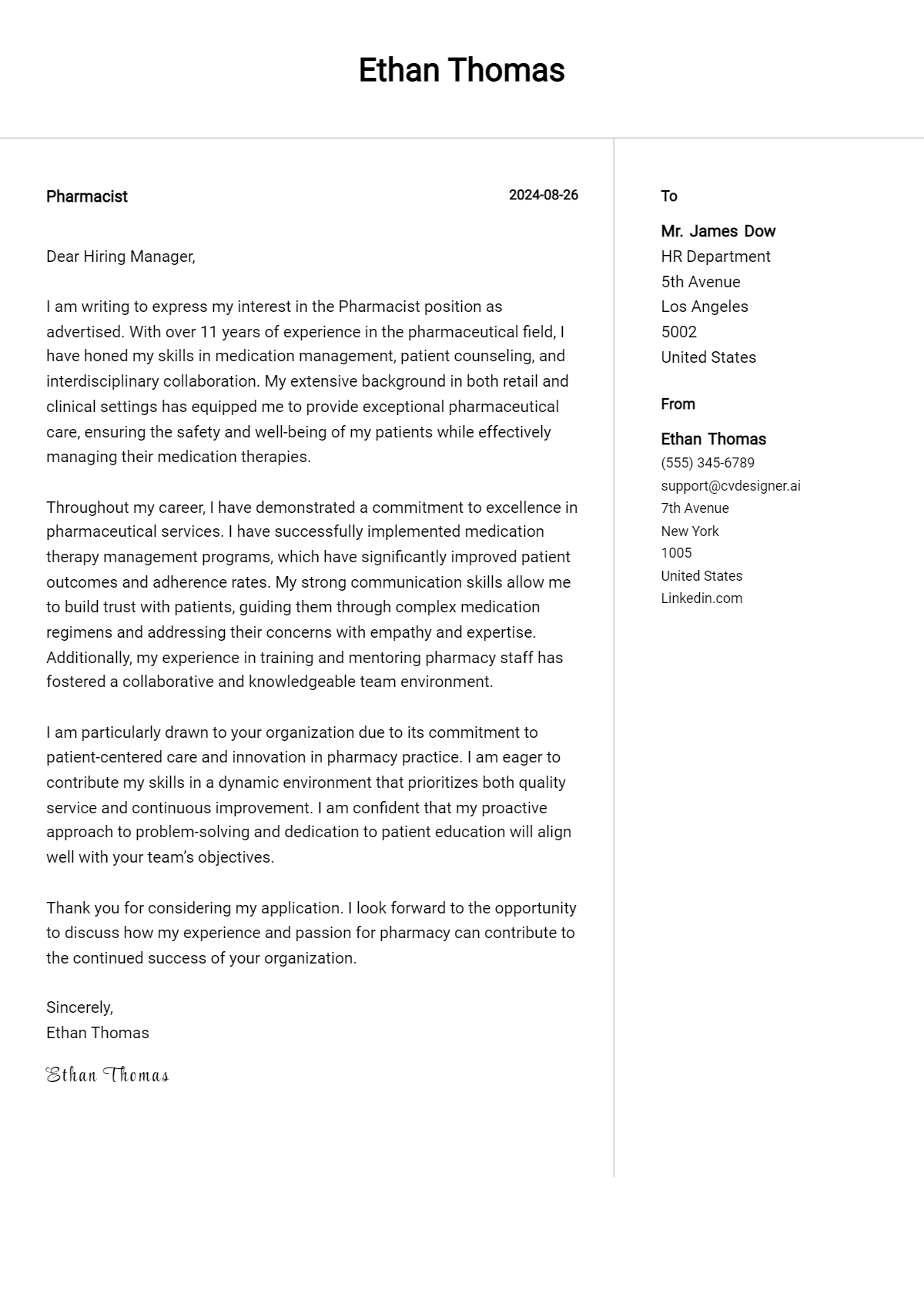 Pharmacist Cover Letter Example for 2026: Proven Tips Preview