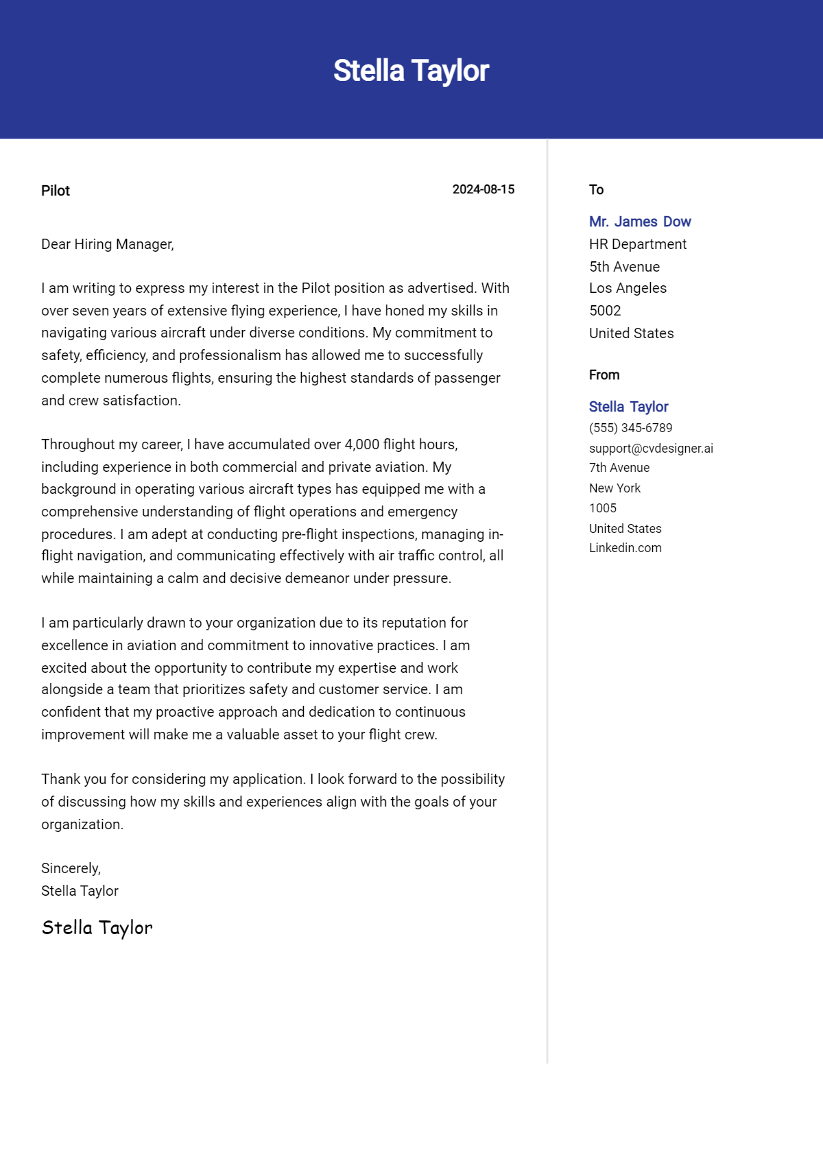 Pilot Cover Letter Example for 2026: Proven Tips Preview