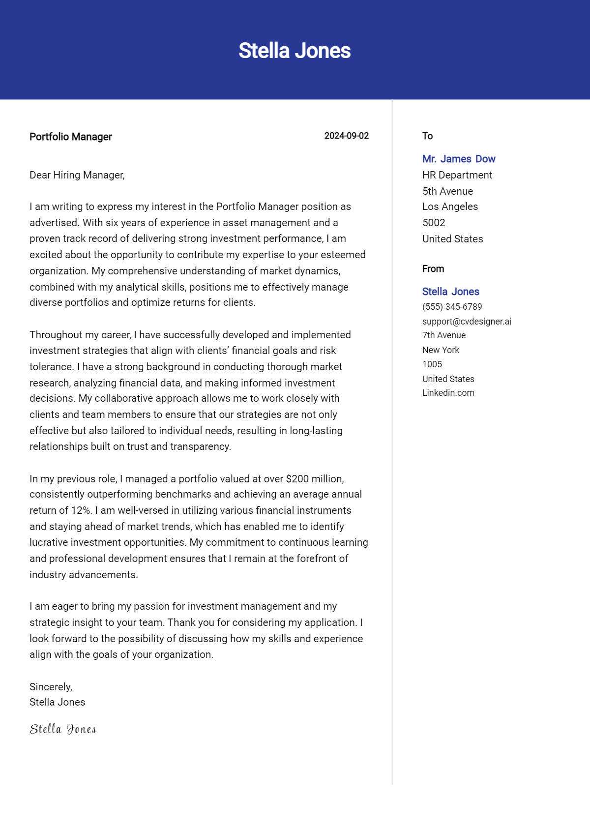 Portfolio Manager Cover Letter Examples & Samples for 2026 Preview