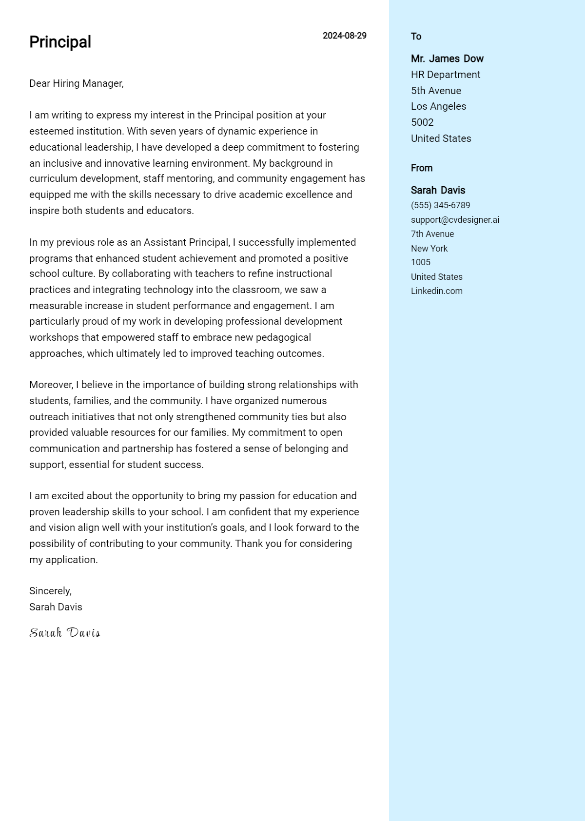 Principal Cover Letter Examples with Writing Tips for 2026 Preview